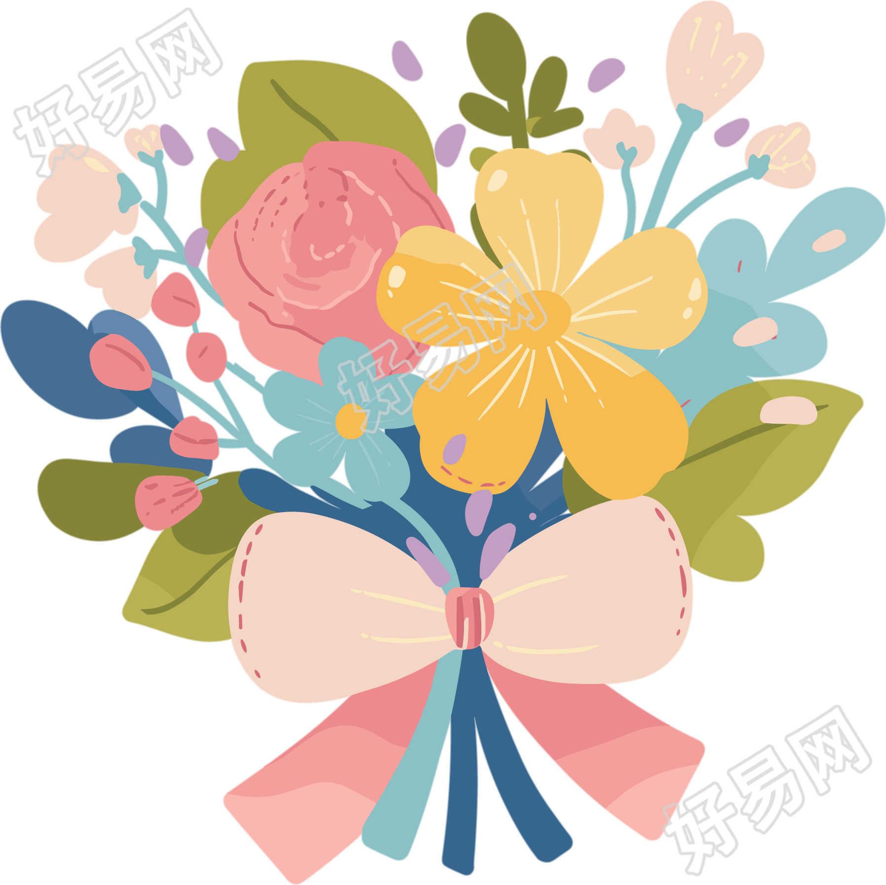 水彩花束卡通插图