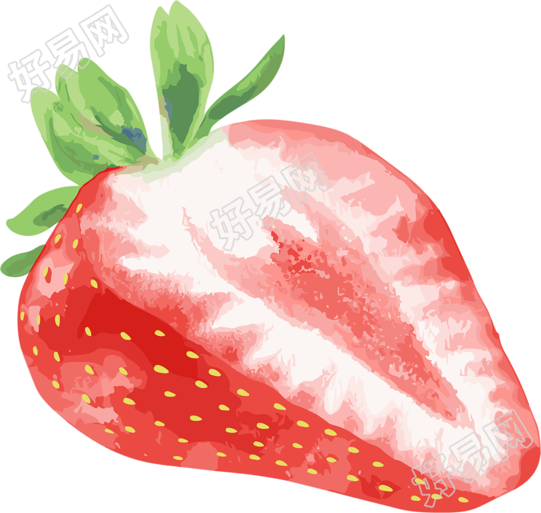 草莓水彩PNG素材