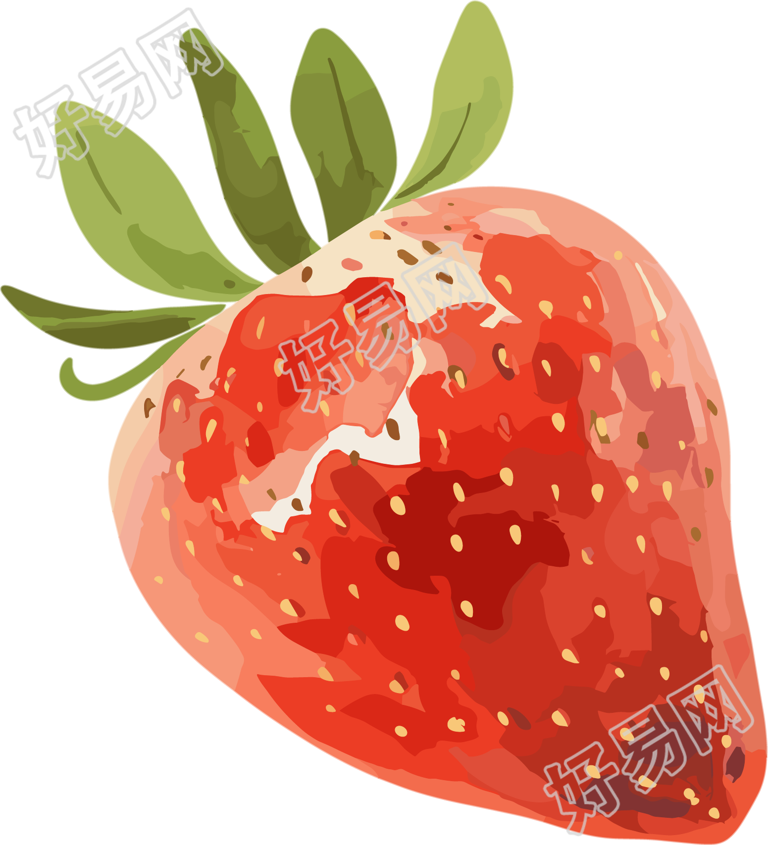 草莓水彩插画设计元素