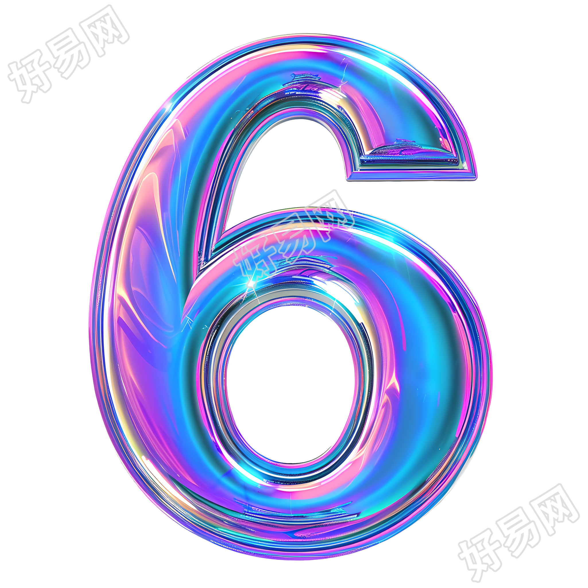 蓝紫色数字6元素