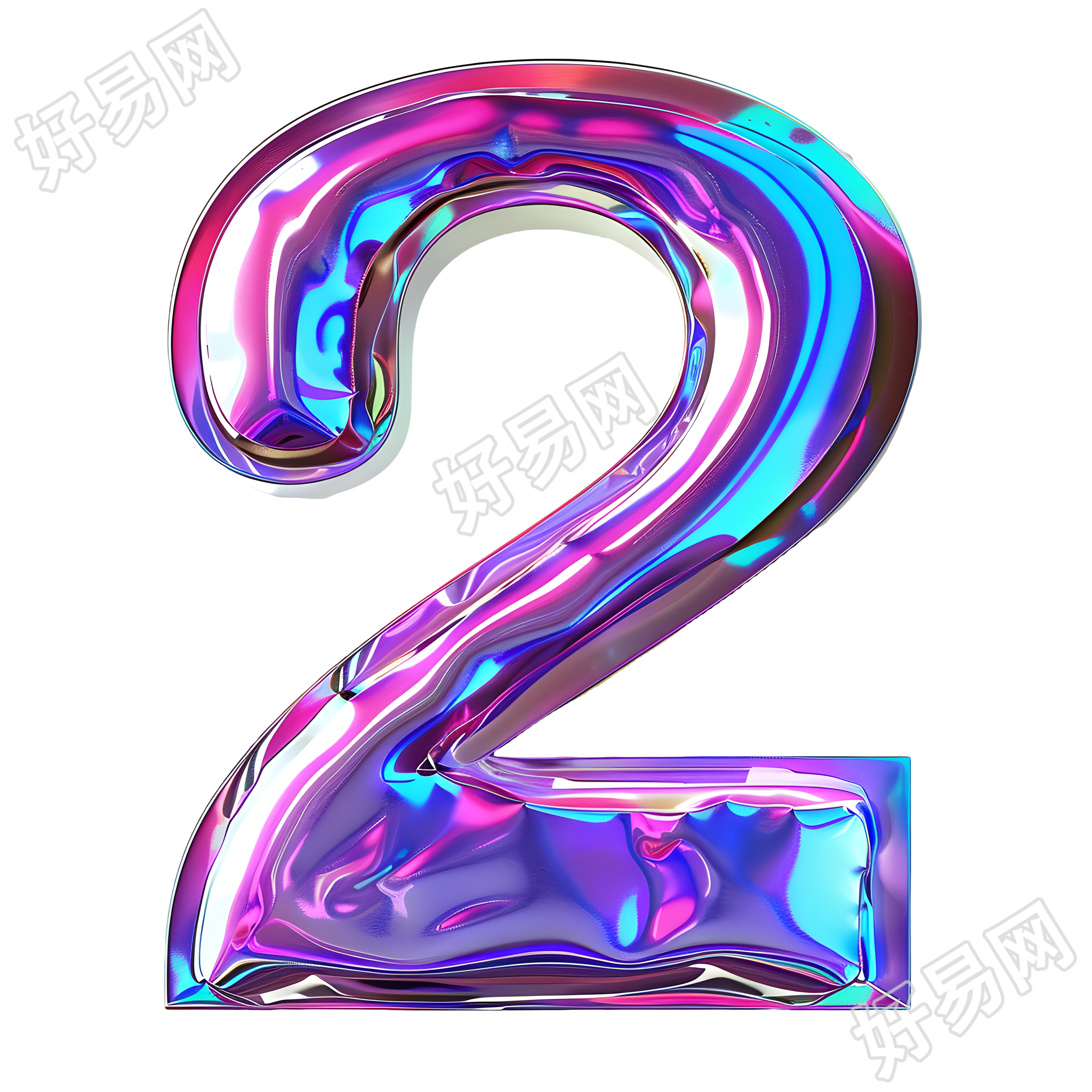 蓝紫色数字2素材