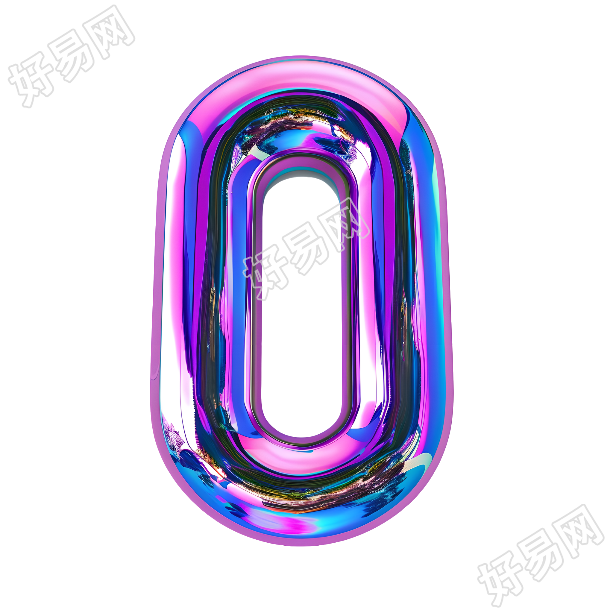 蓝紫色数字0元素
