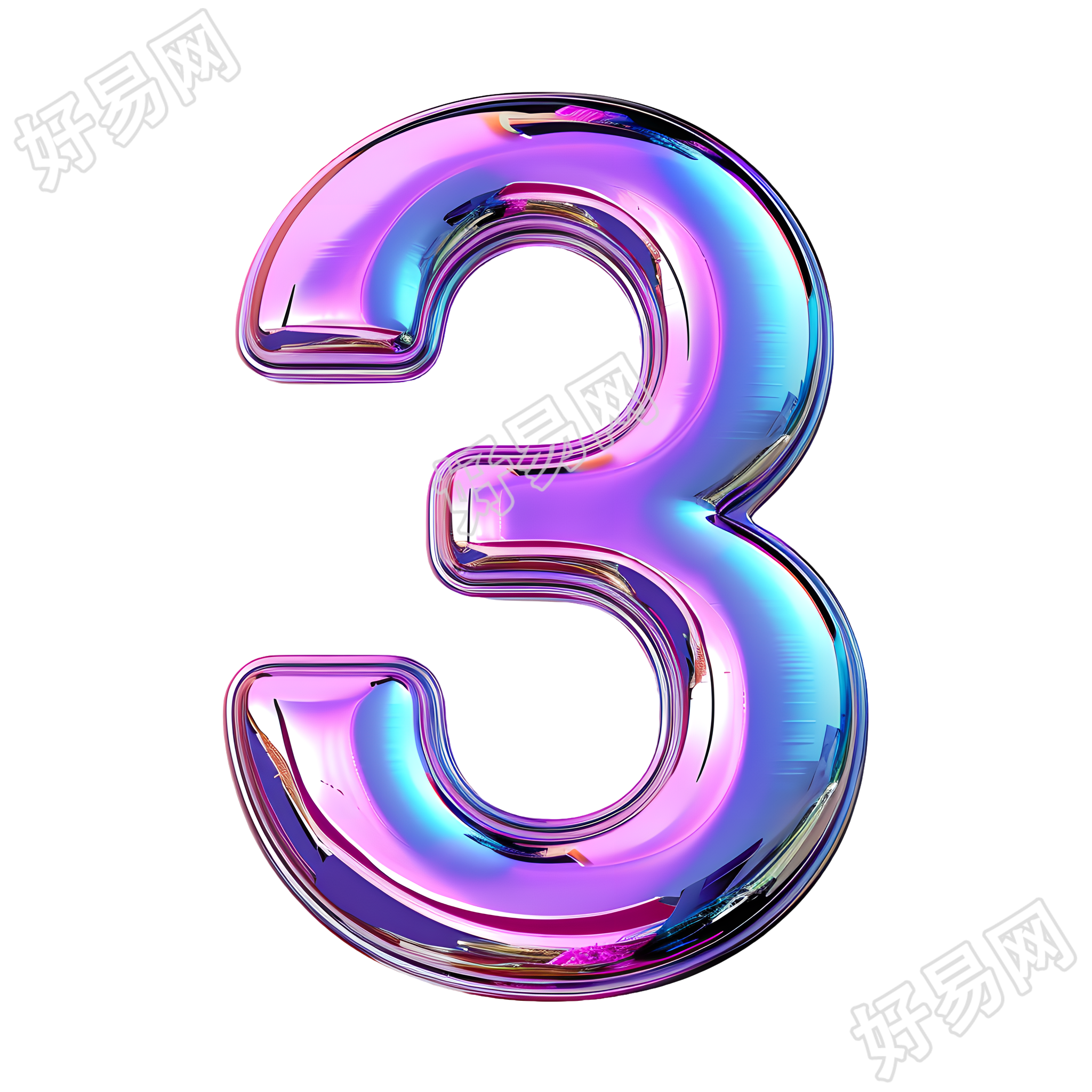 蓝紫色数字3素材