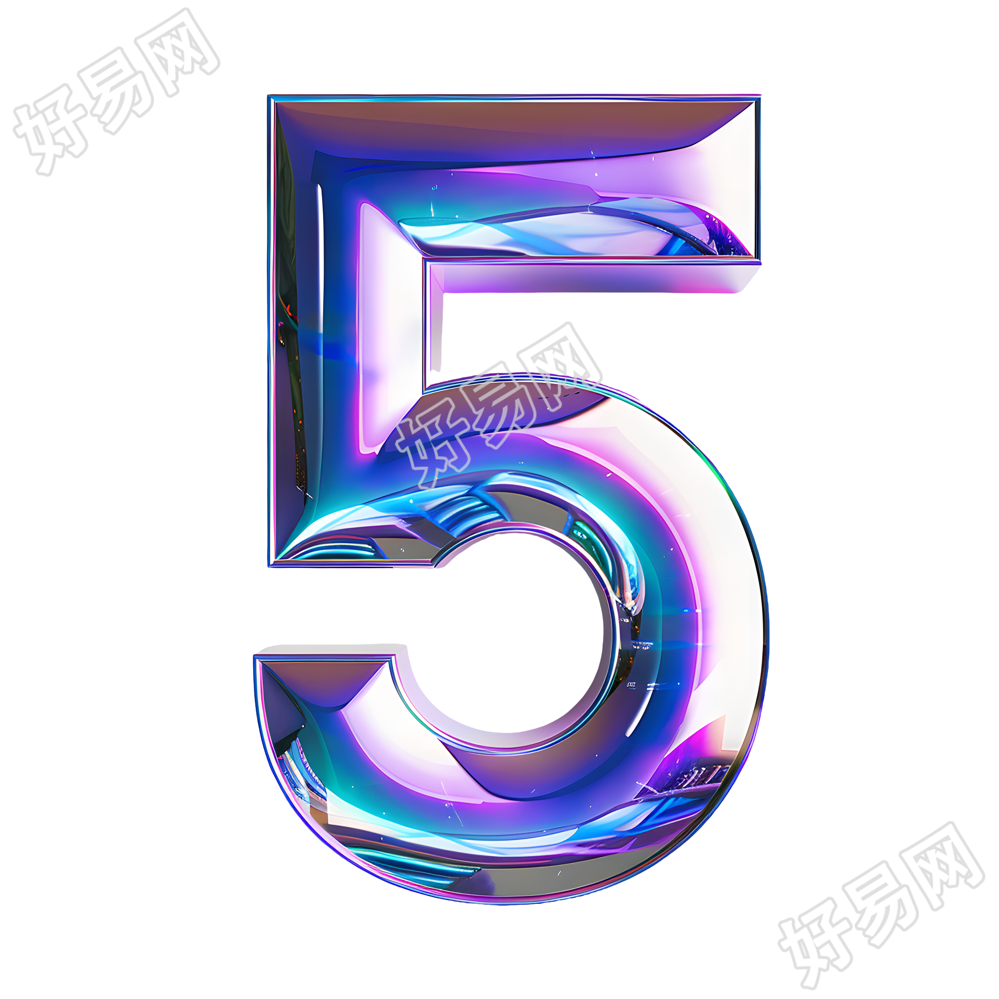 蓝紫色数字5插图