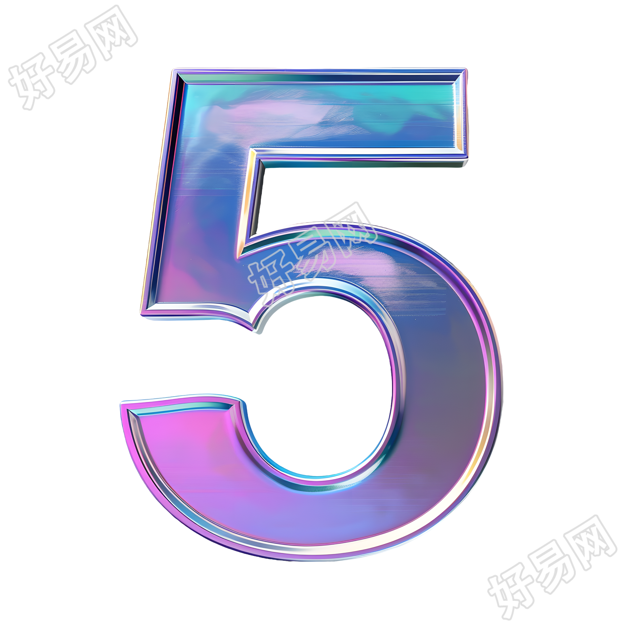 蓝紫色数字5素材