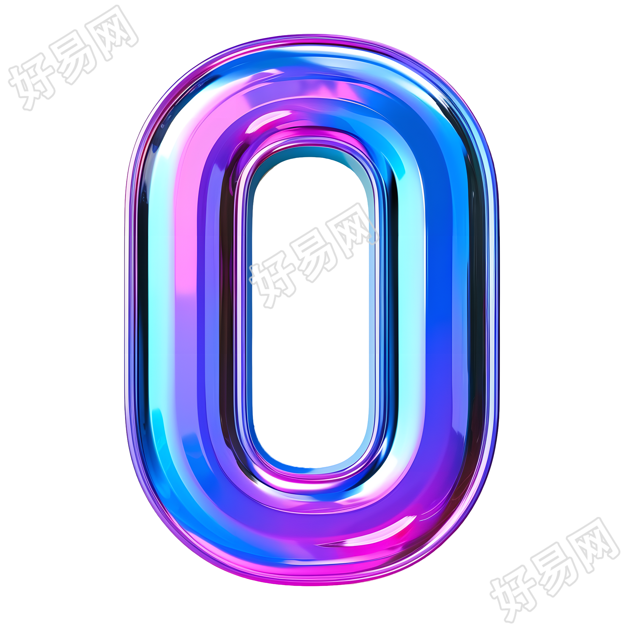 蓝紫色数字0插图