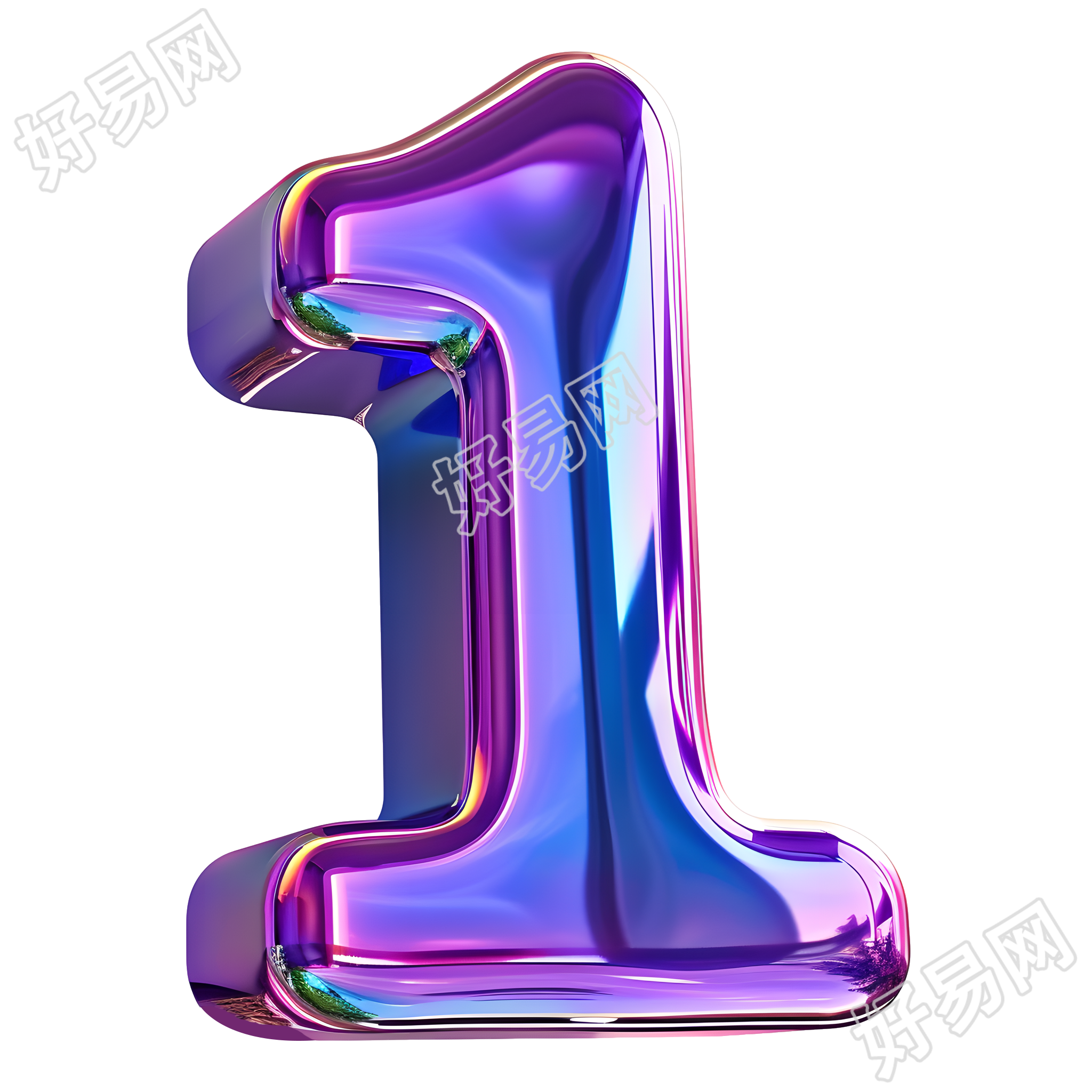 蓝紫色数字1元素