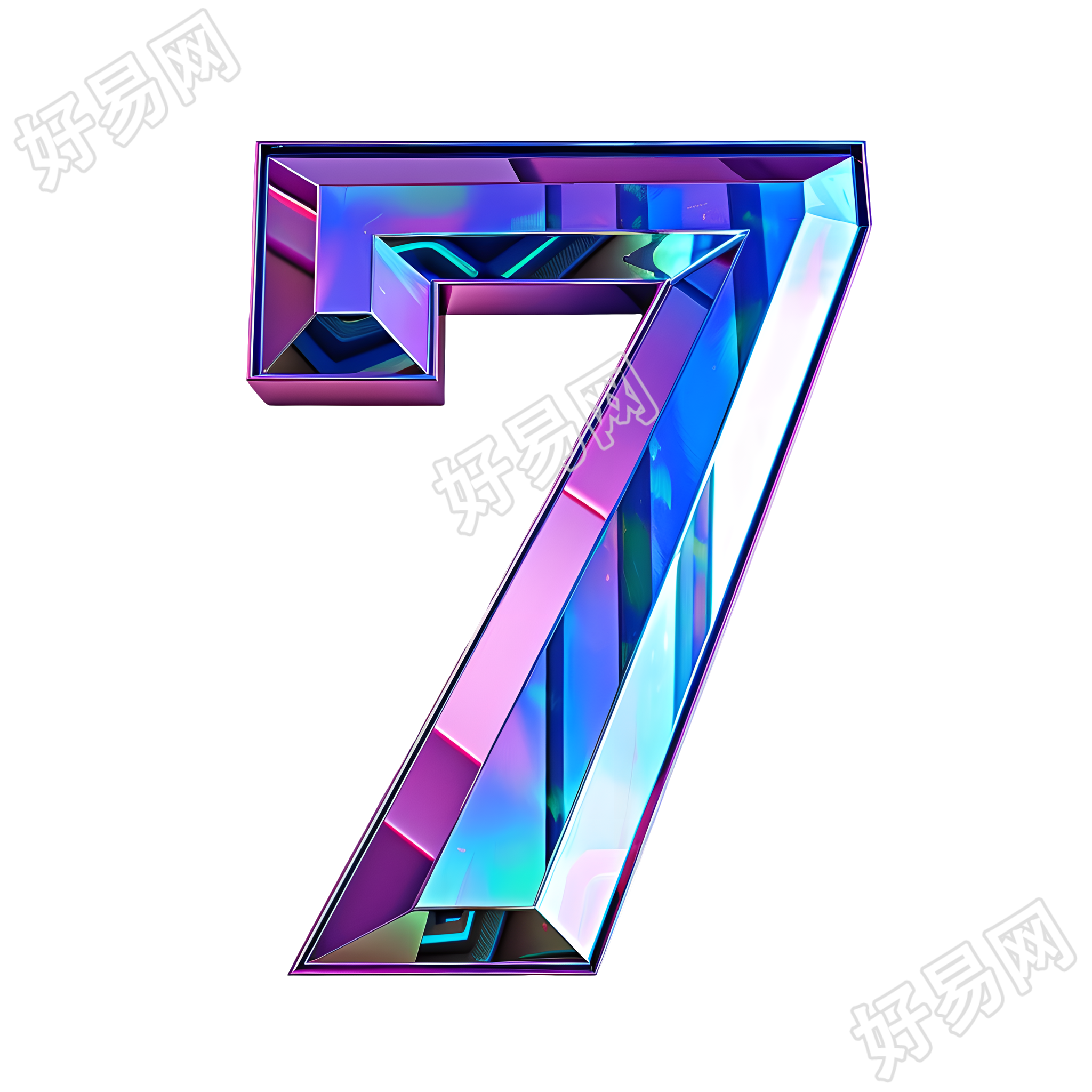 蓝紫色数字7插图