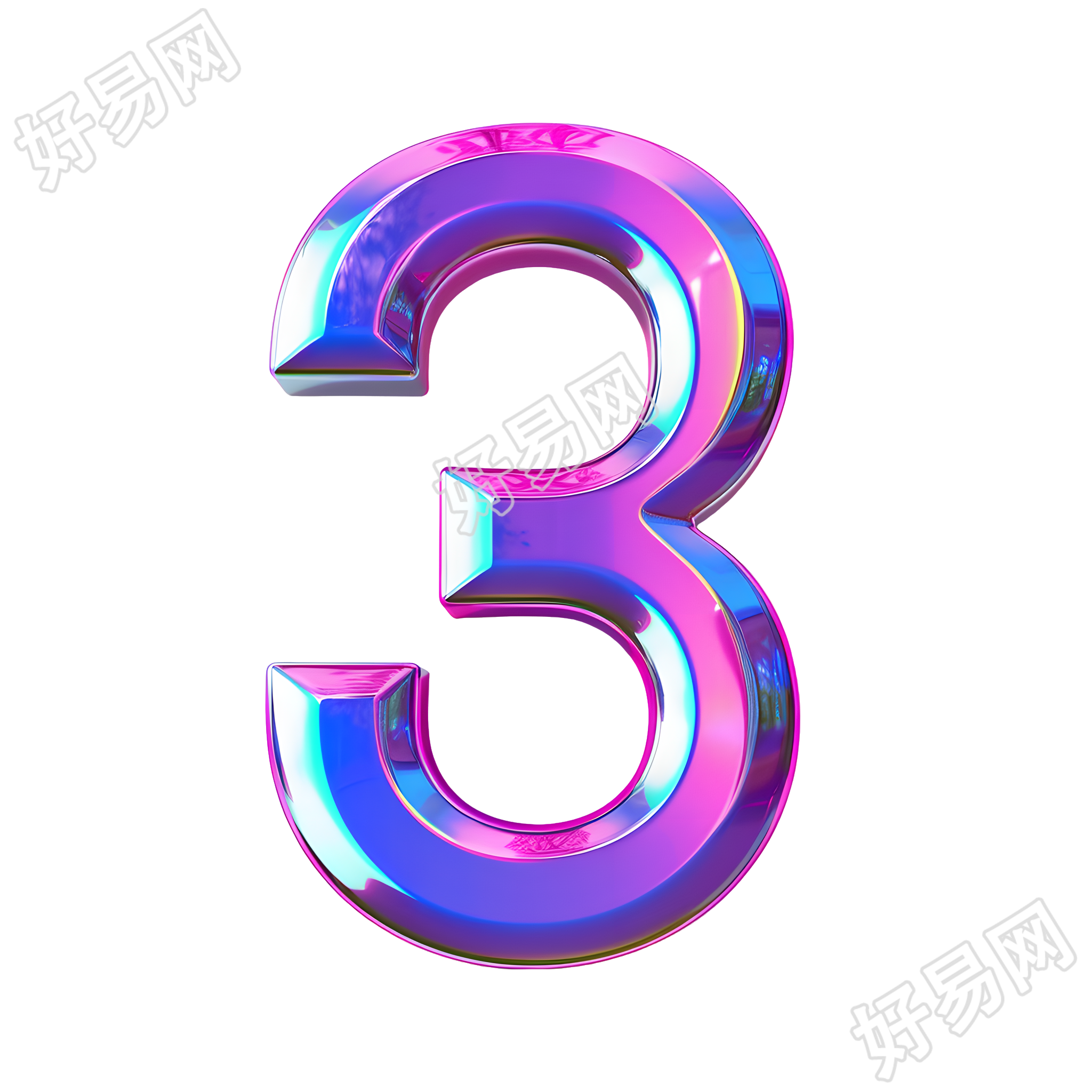 蓝紫色数字3元素
