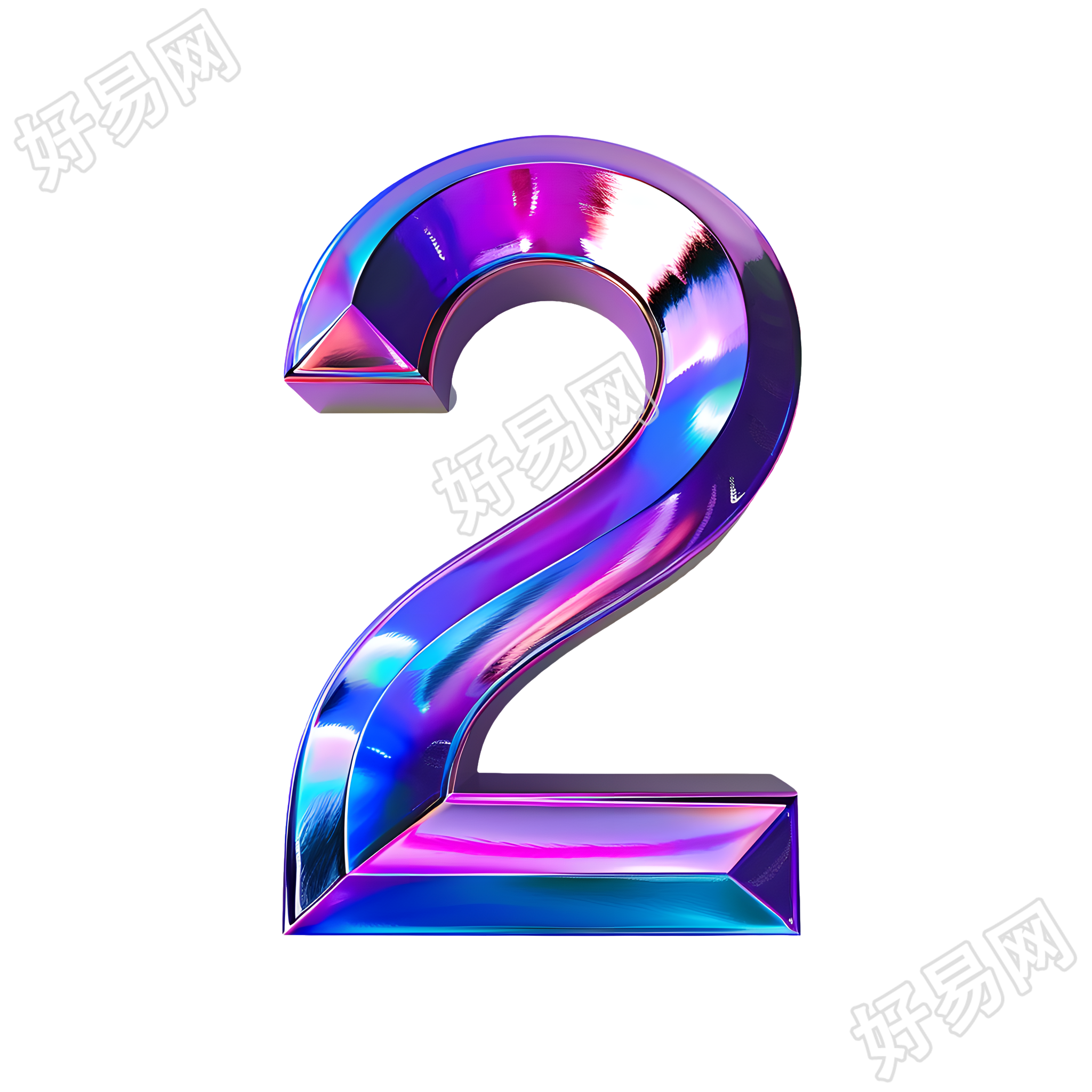 蓝紫色数字2元素