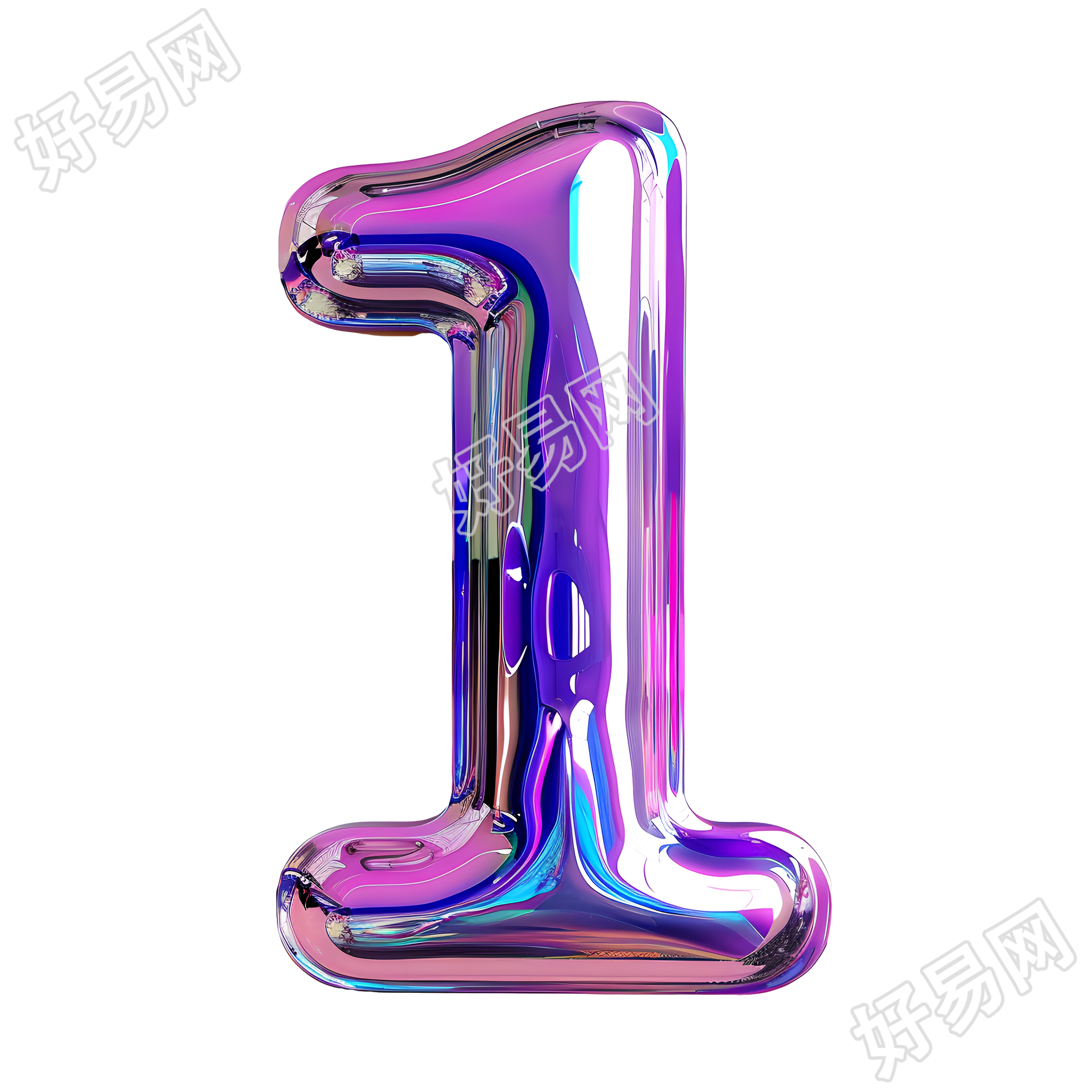 蓝紫色数字1插画