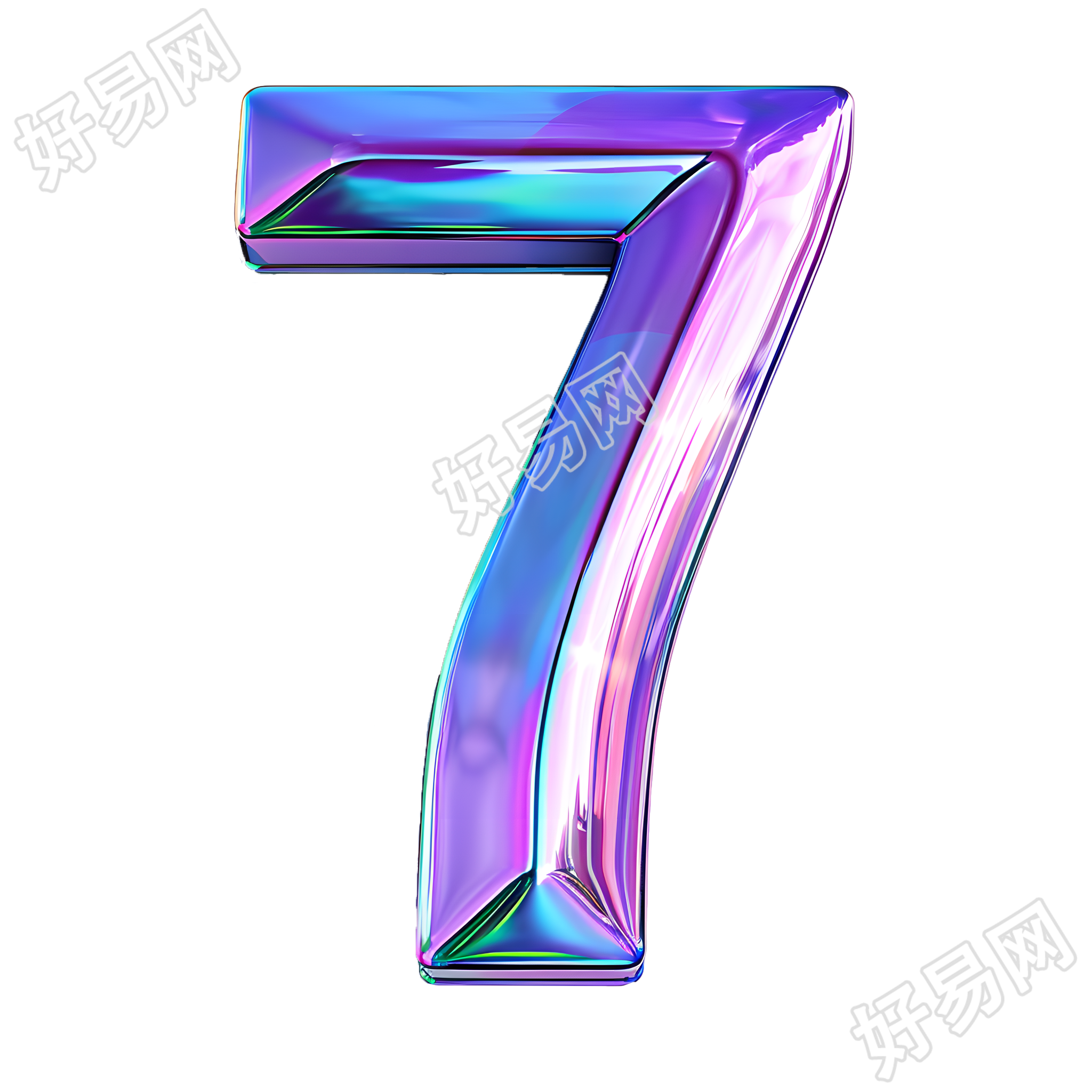 蓝紫色数字7元素
