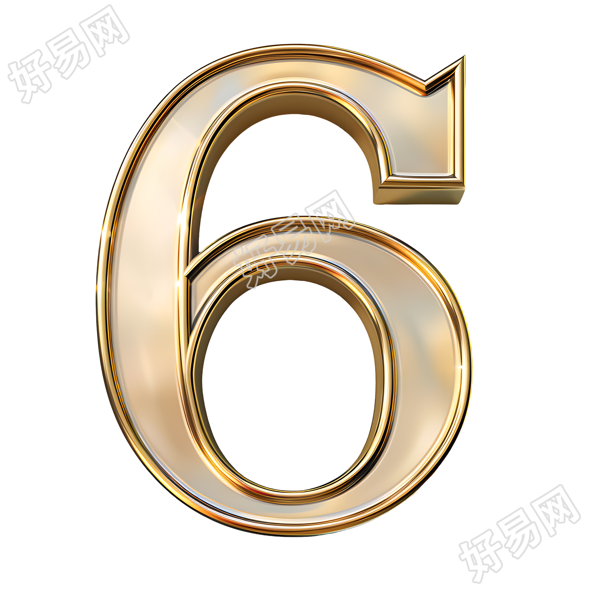 数字6金属风素材