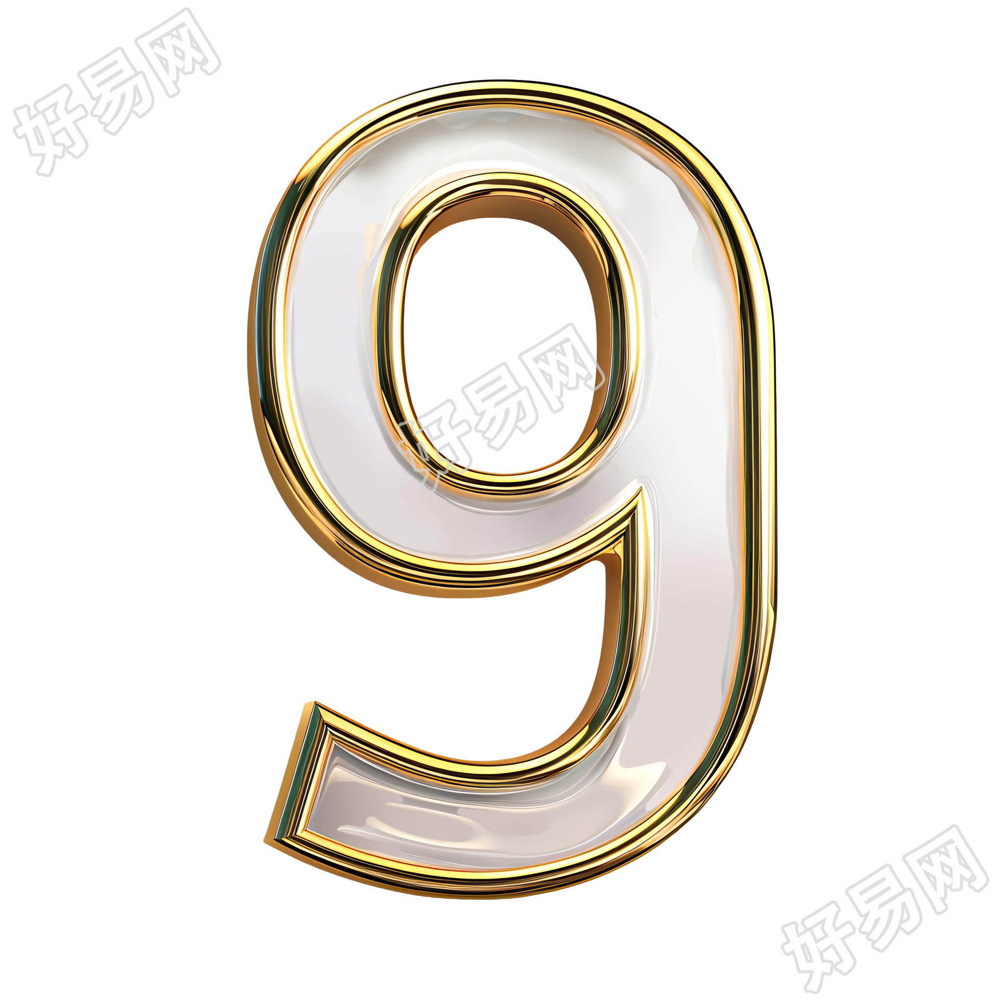 数字9金属风插画