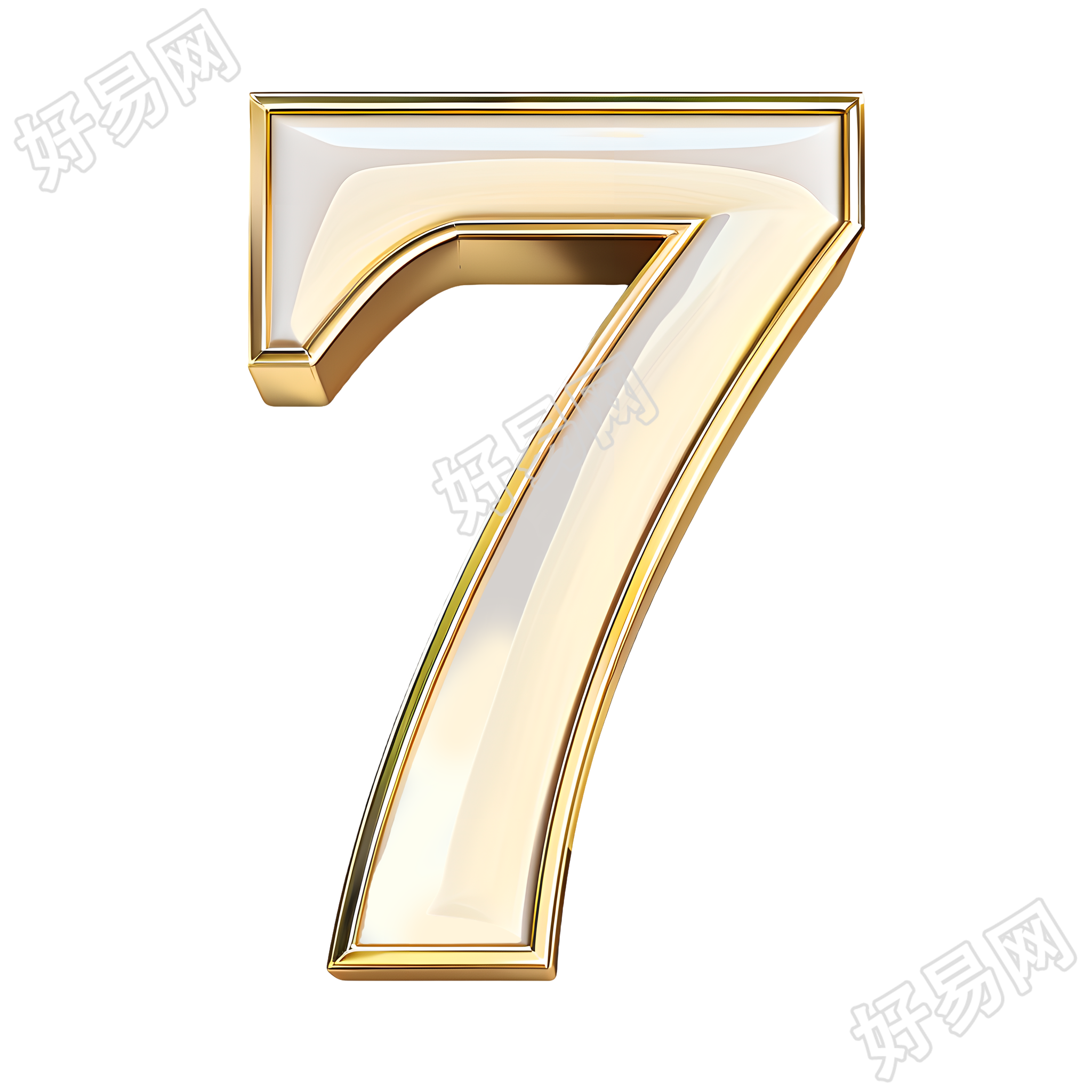 数字7金属风插画