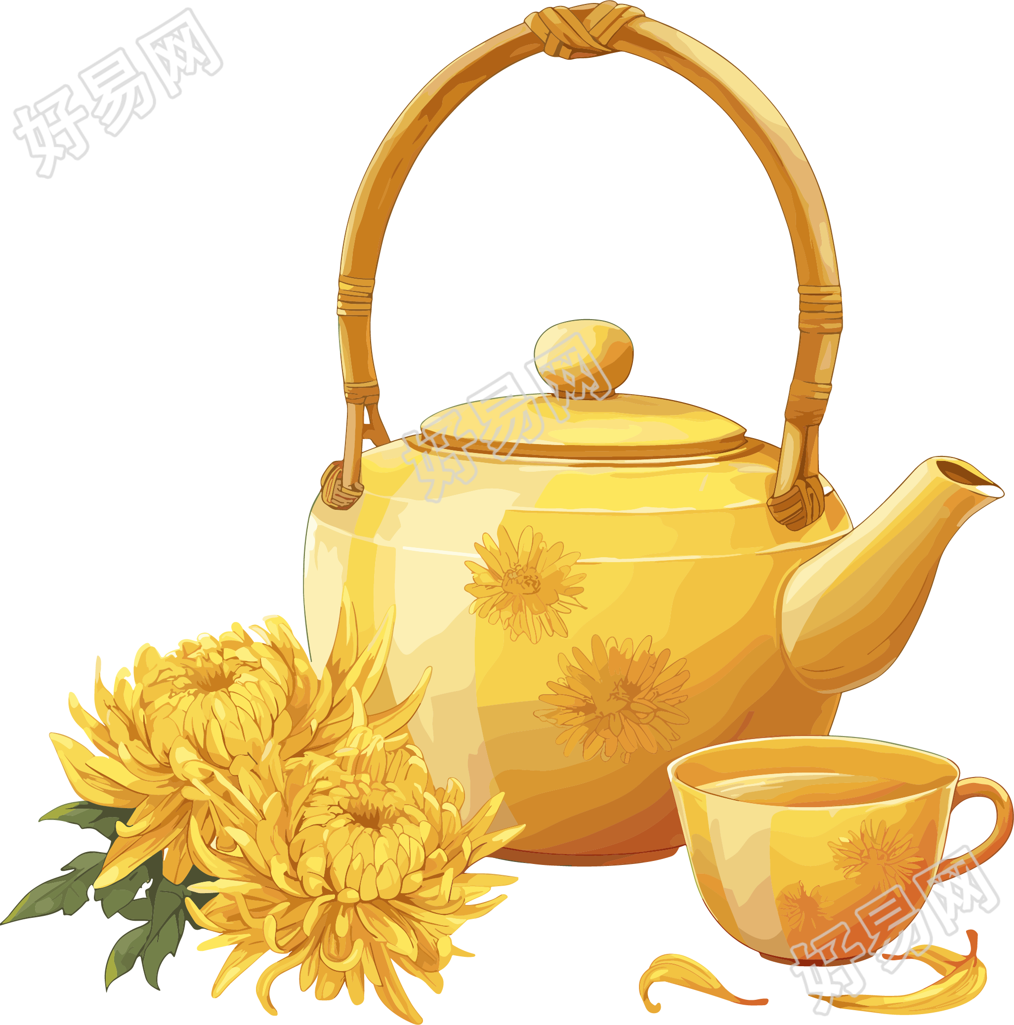 菊花茶简约素材