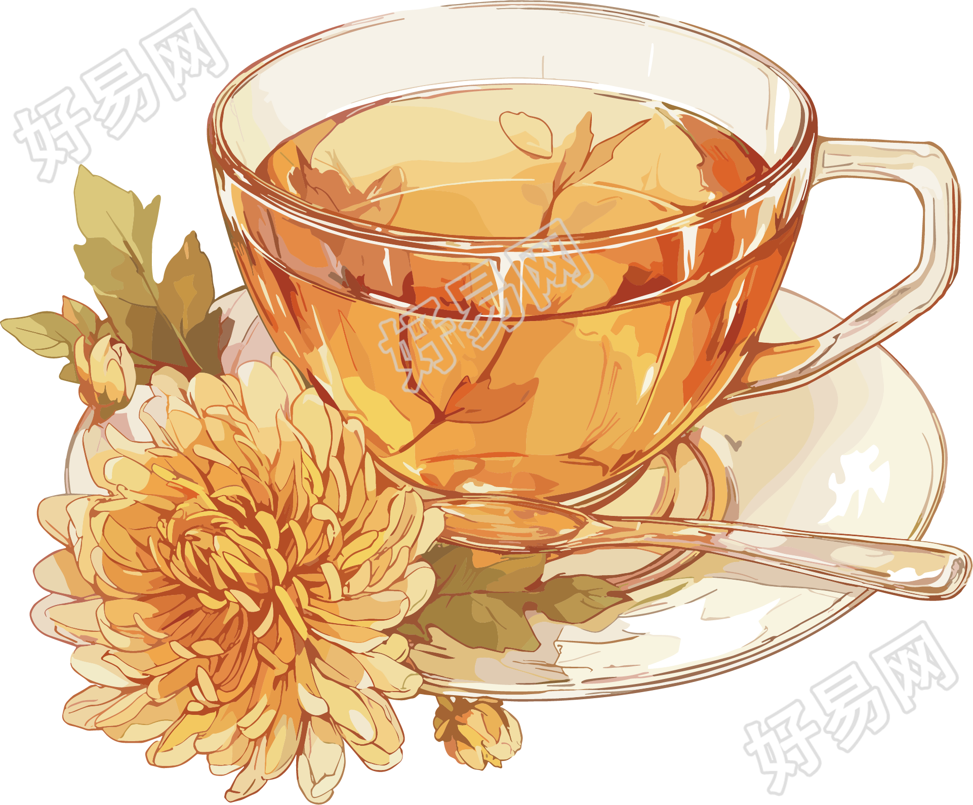 菊花茶简约设计元素