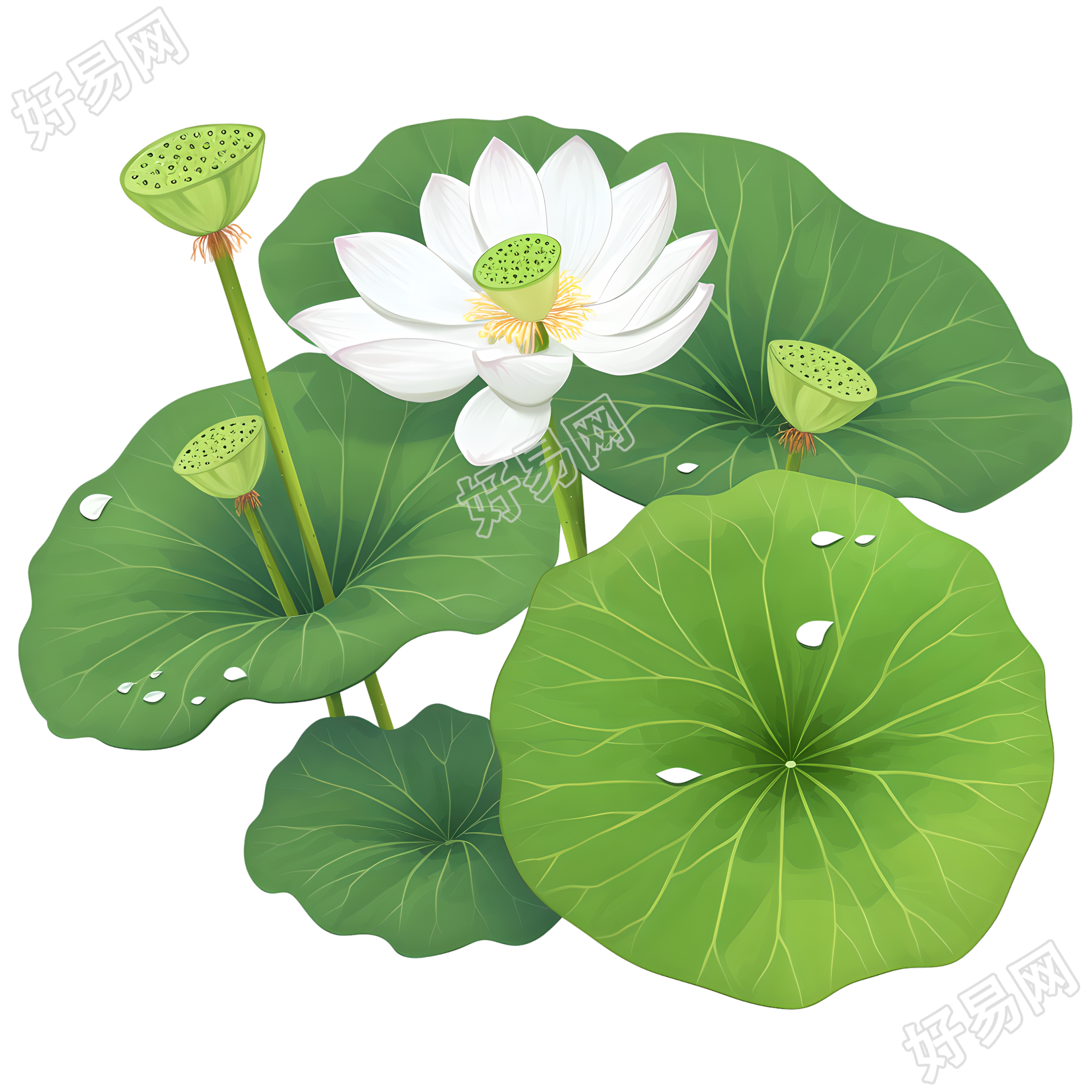 绿色莲蓬元素