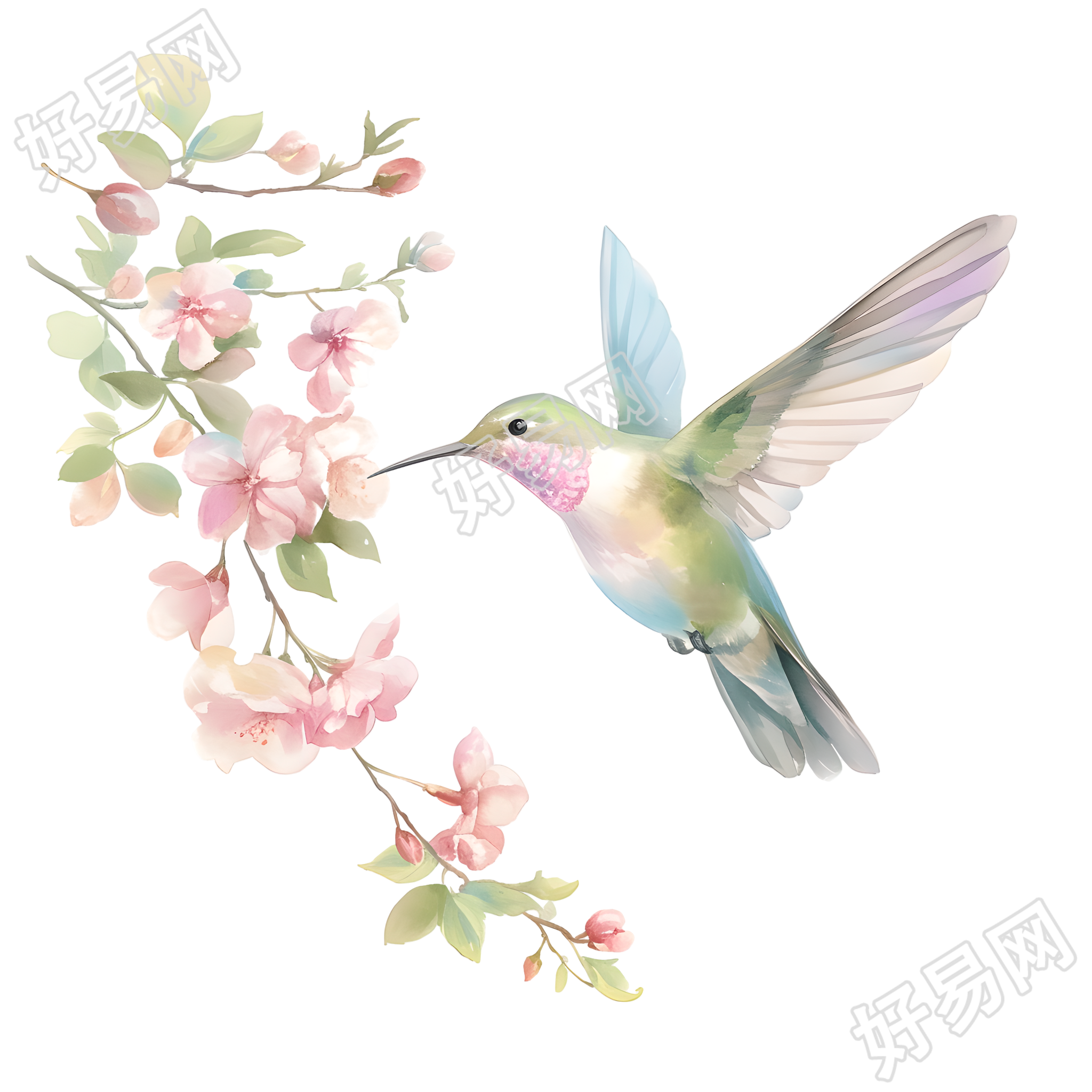 水彩鸟商业设计插图