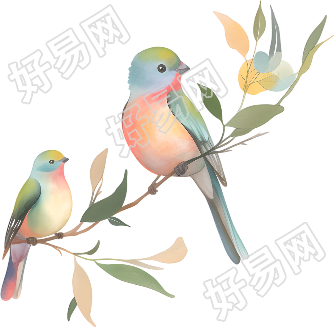 水彩鸟简约插图