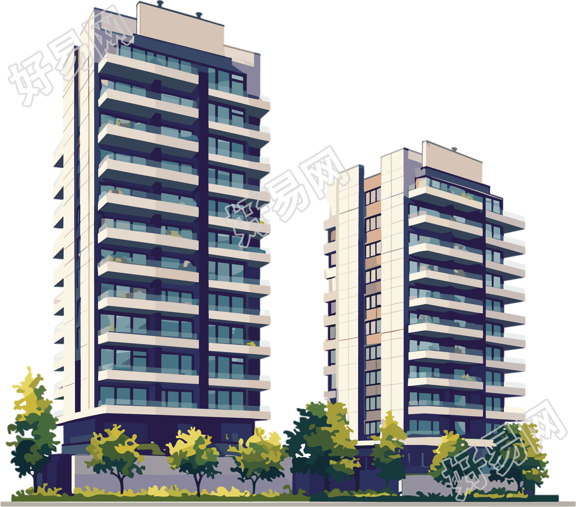 建筑矢量插图