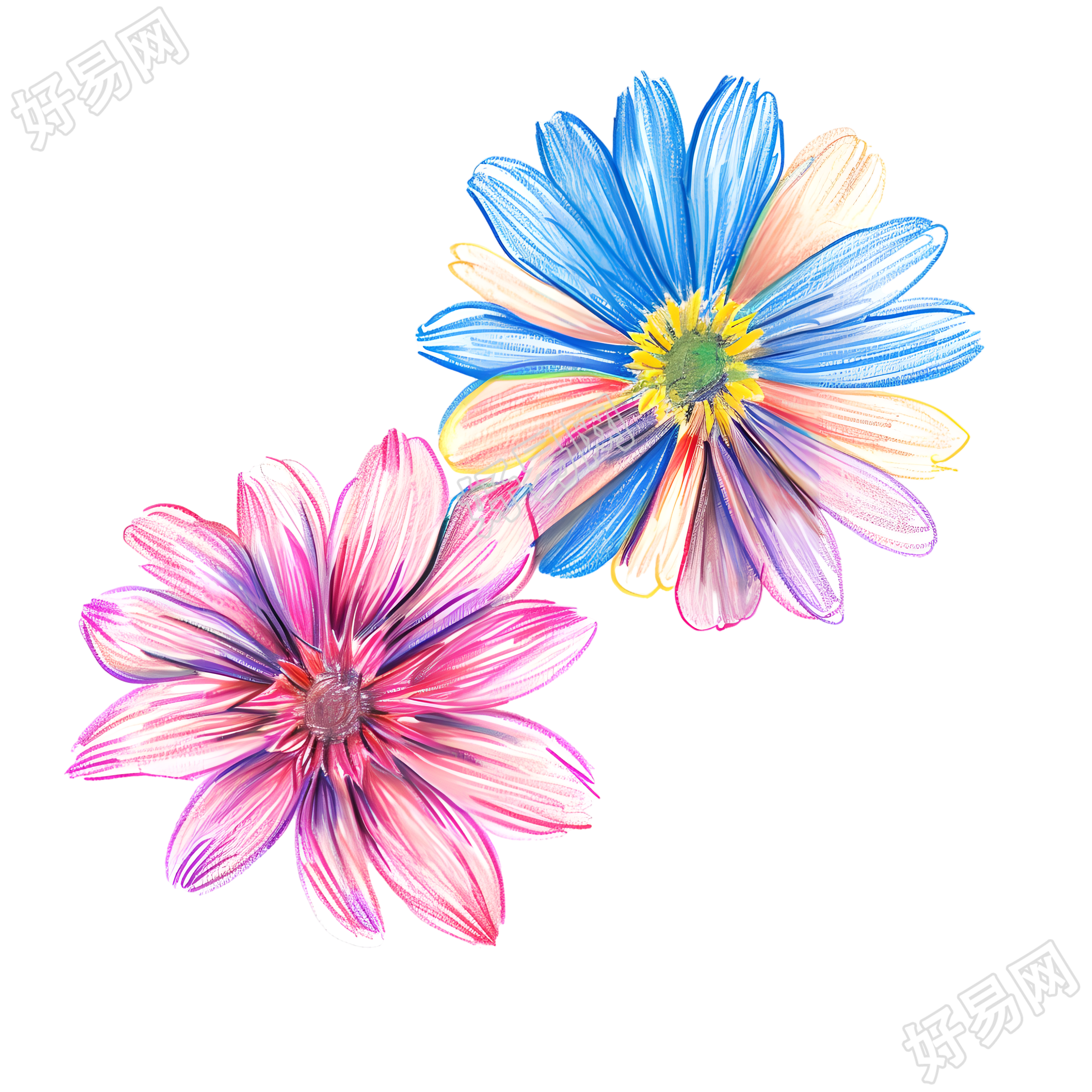 蜡笔画小花插图