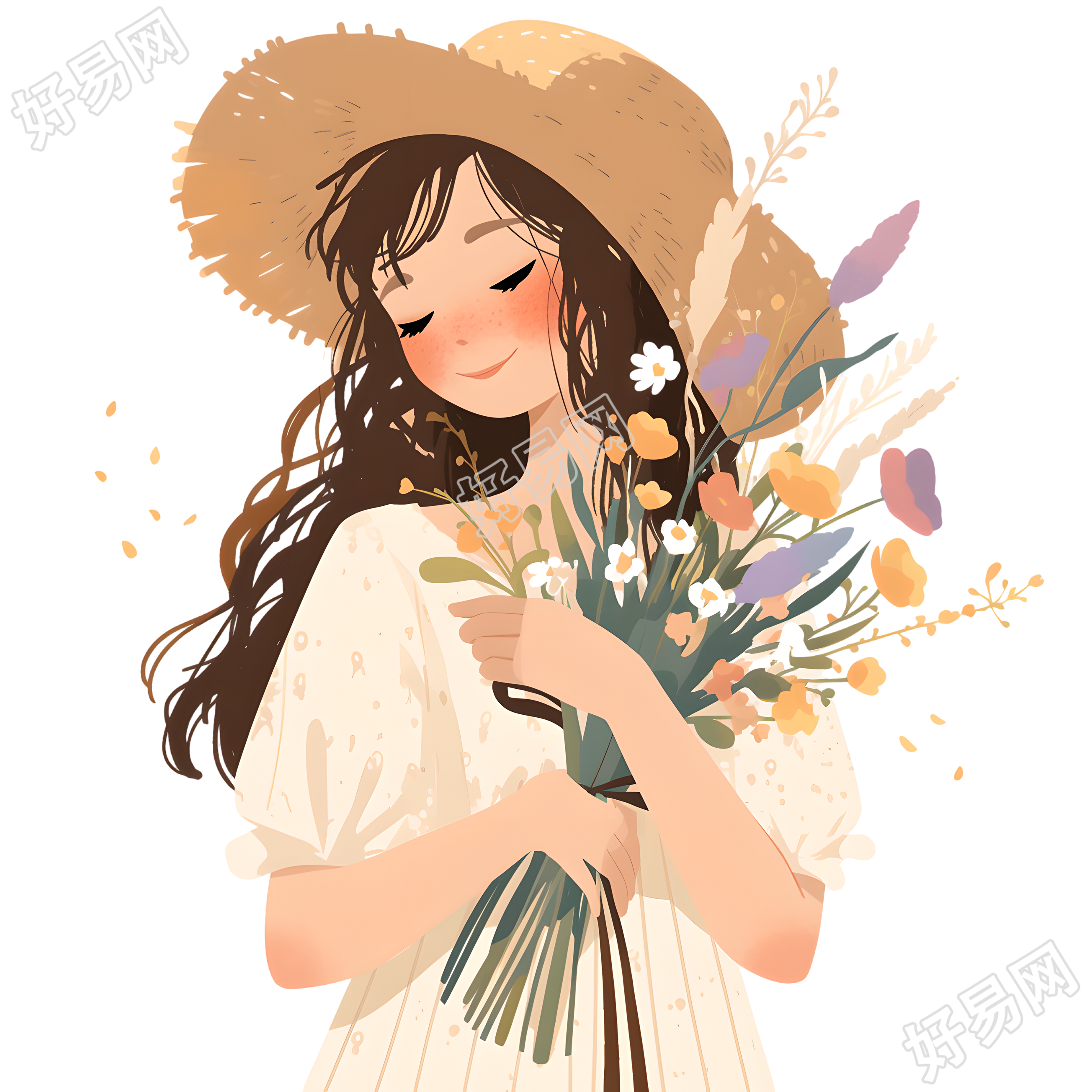 森系女孩插图