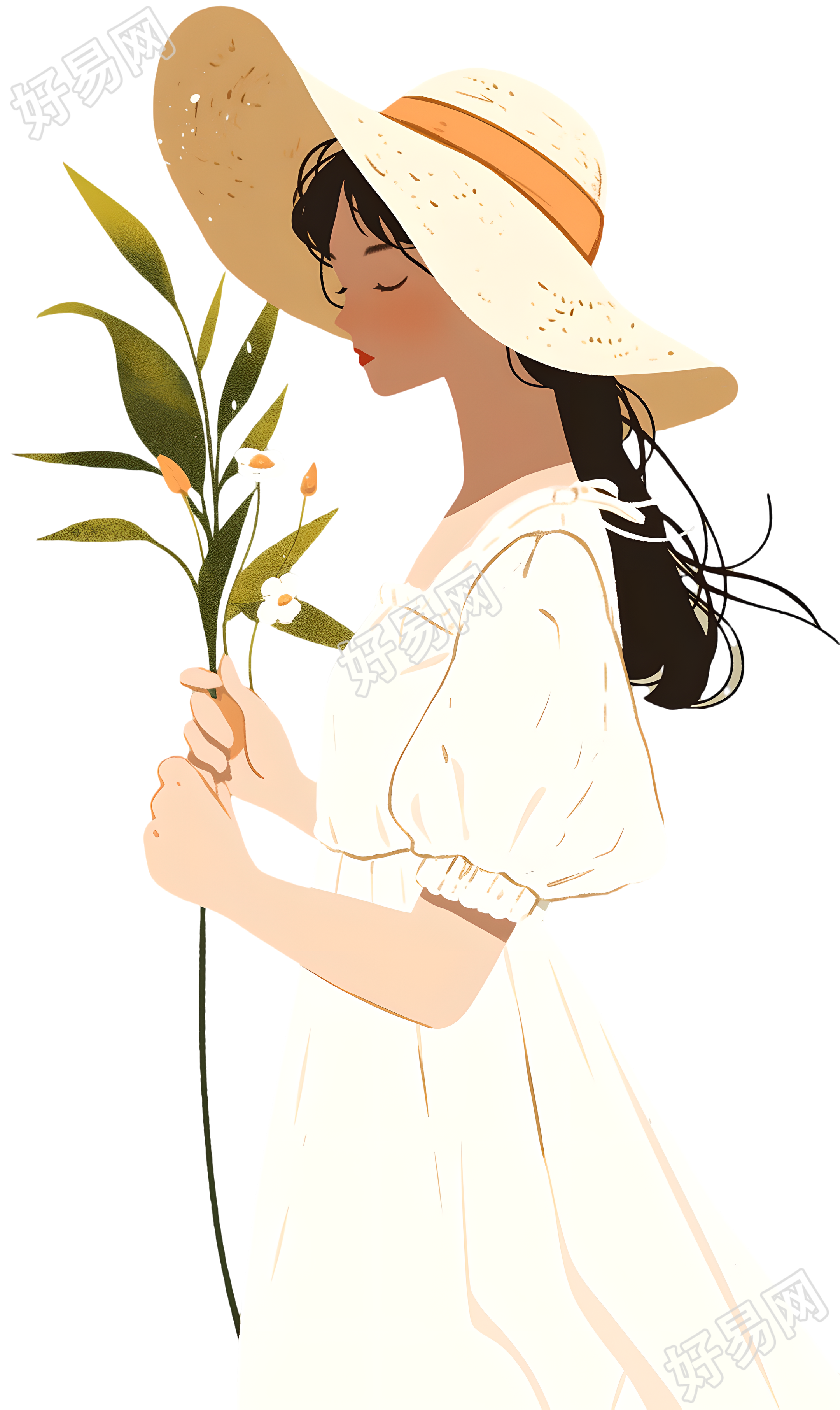 森系女孩唯美插画