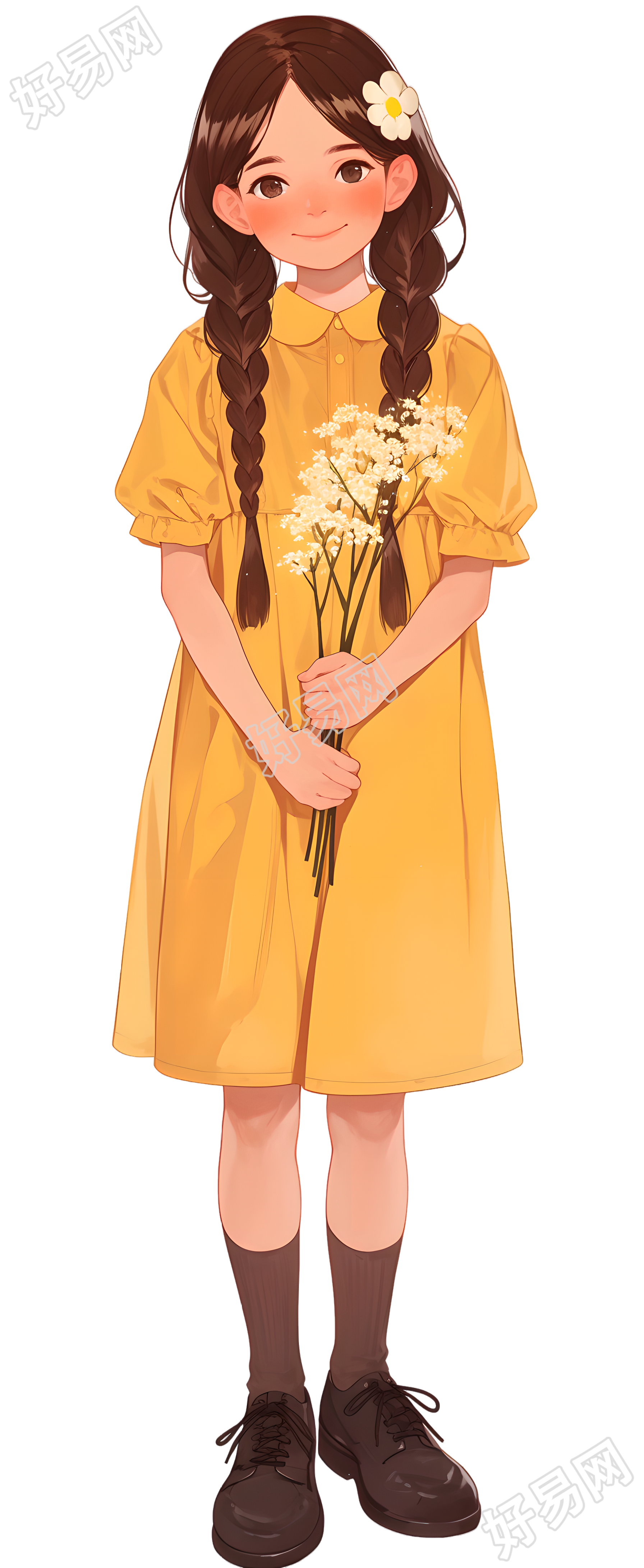 森系女孩PNG插画