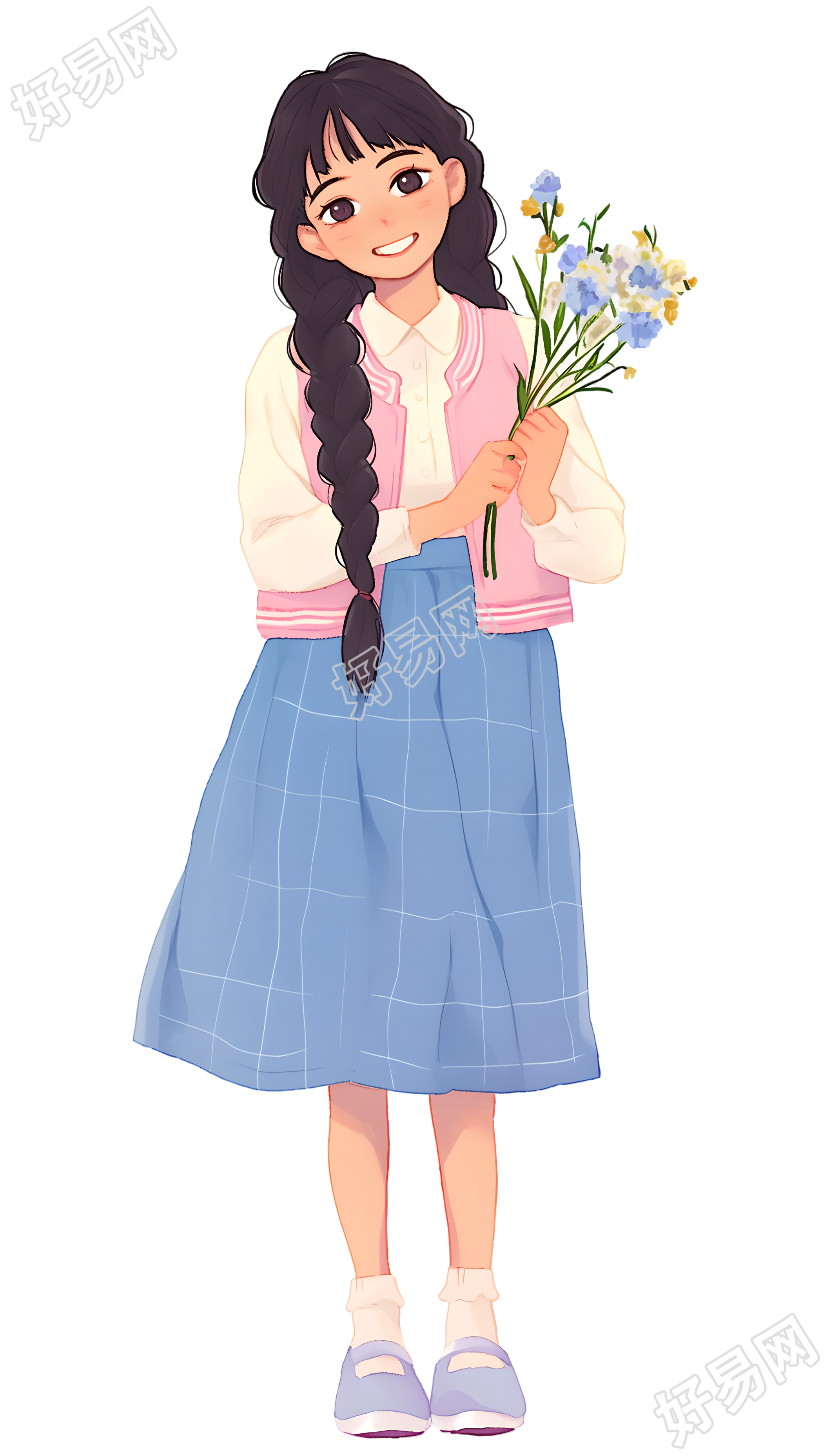 森系女孩可爱插图