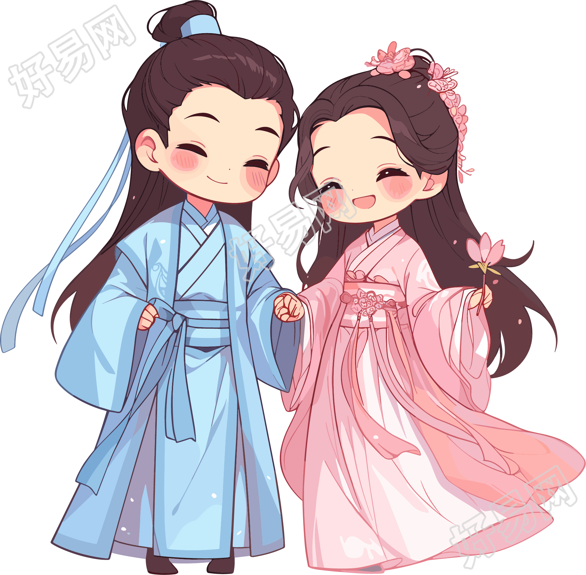 七夕牛郎织女插画设计元素