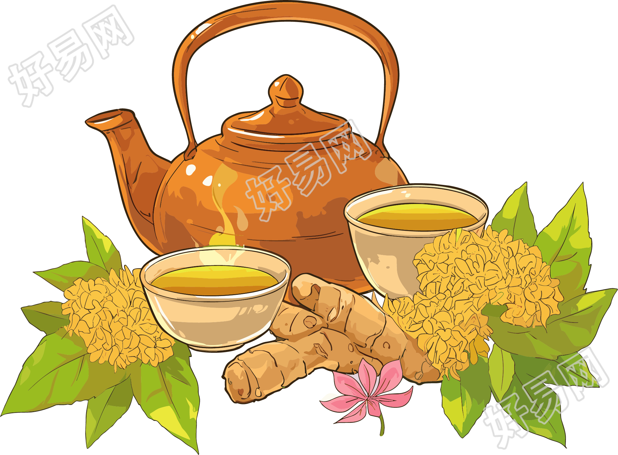 药茶插图设计元素