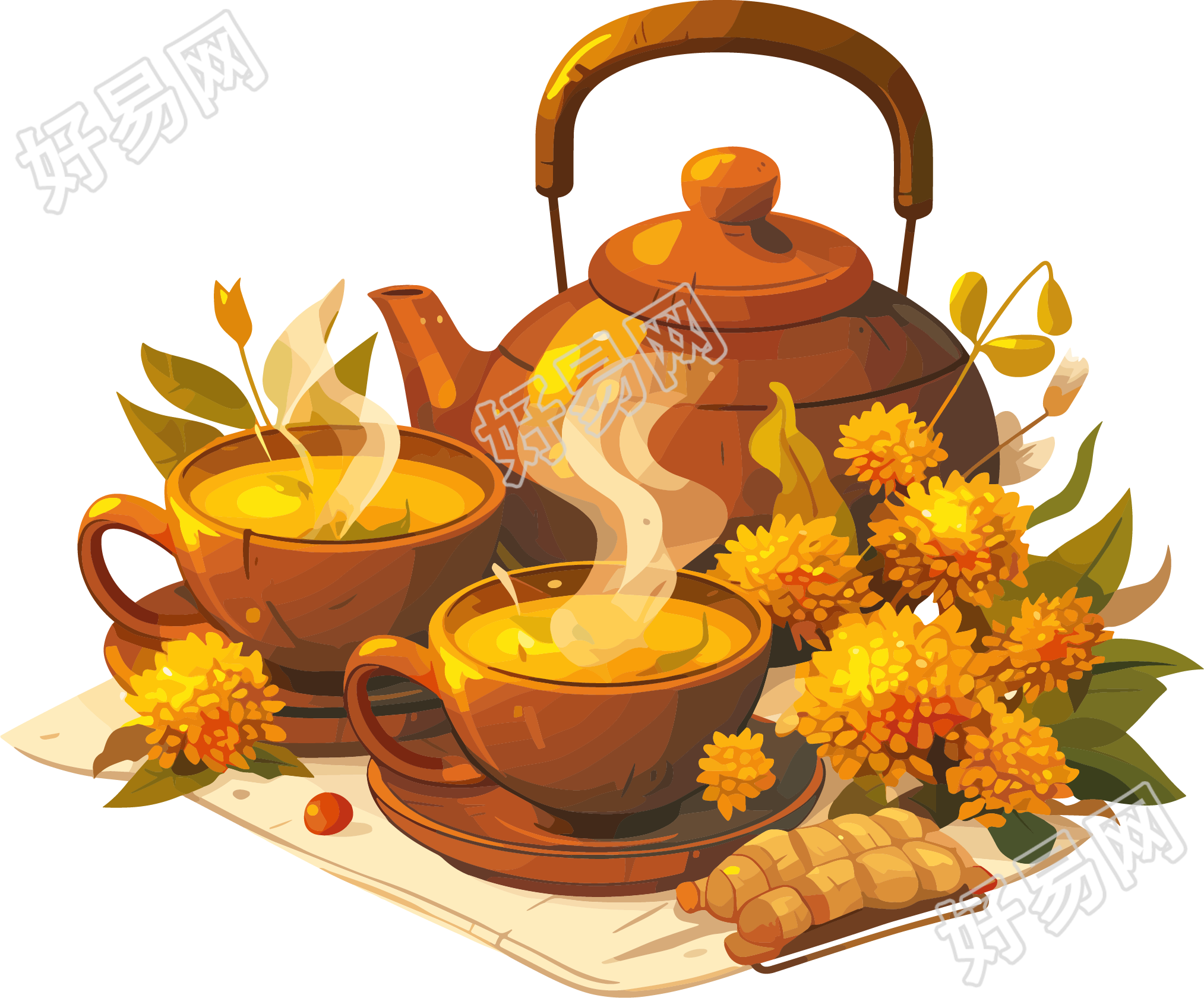 药茶插画素材