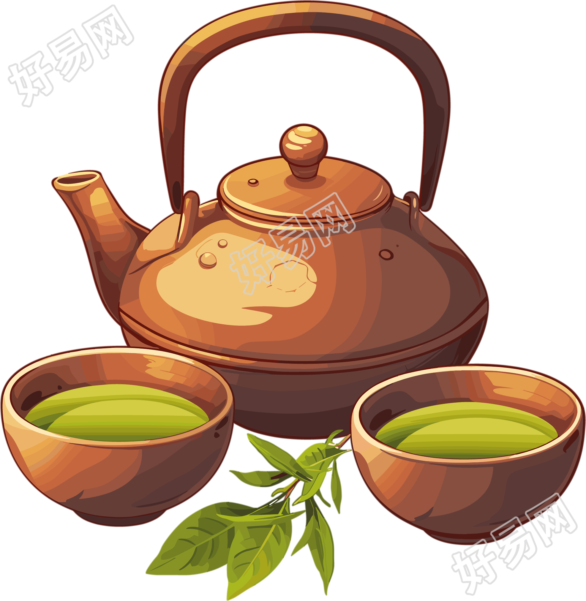药茶创意插画
