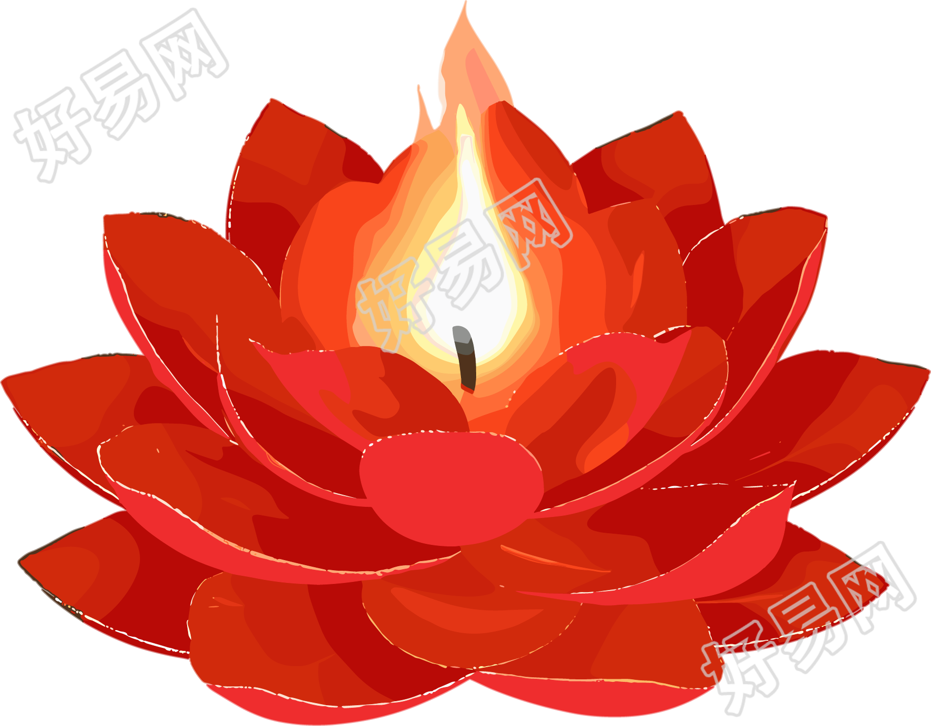 河灯莲花灯元素