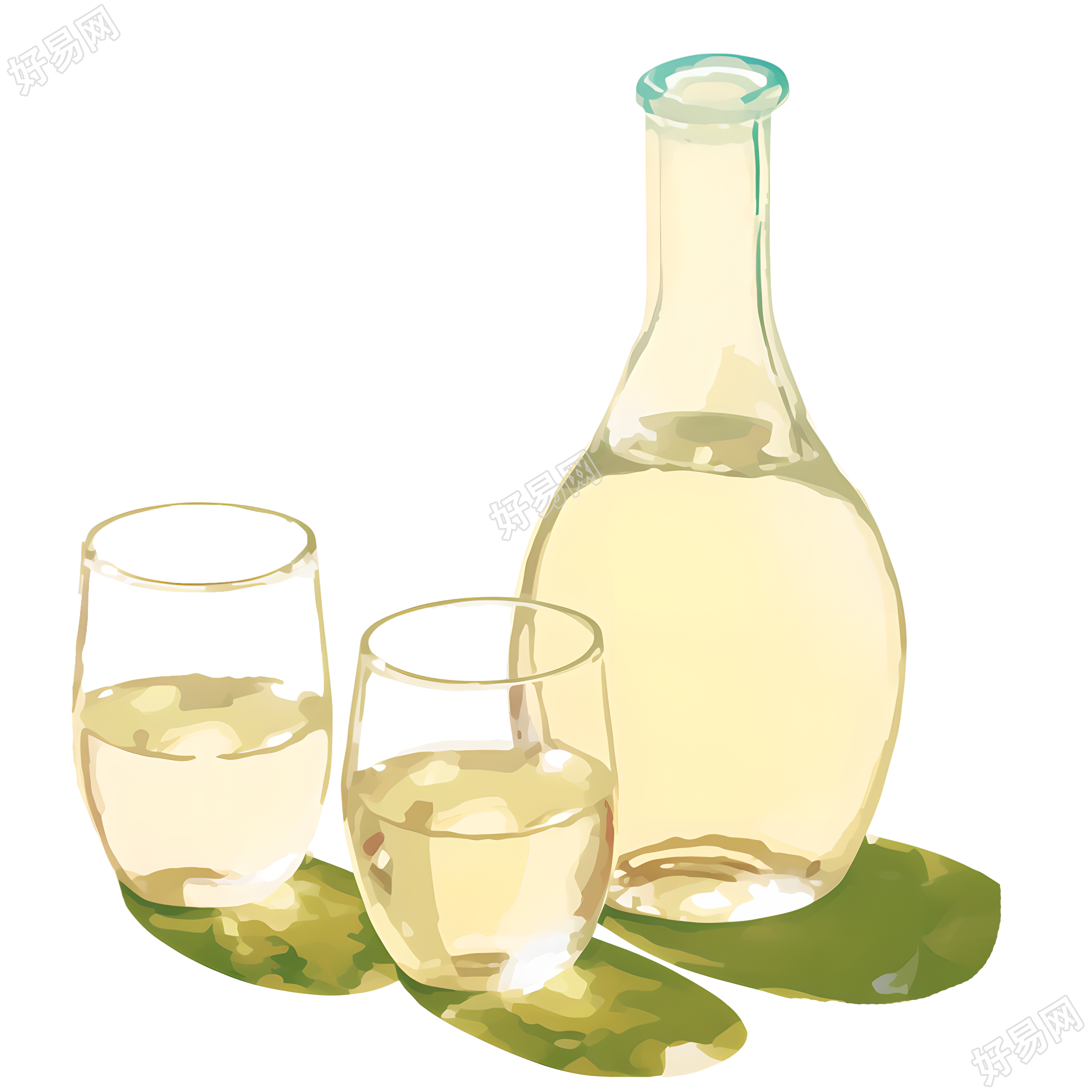 米酒可商用插画