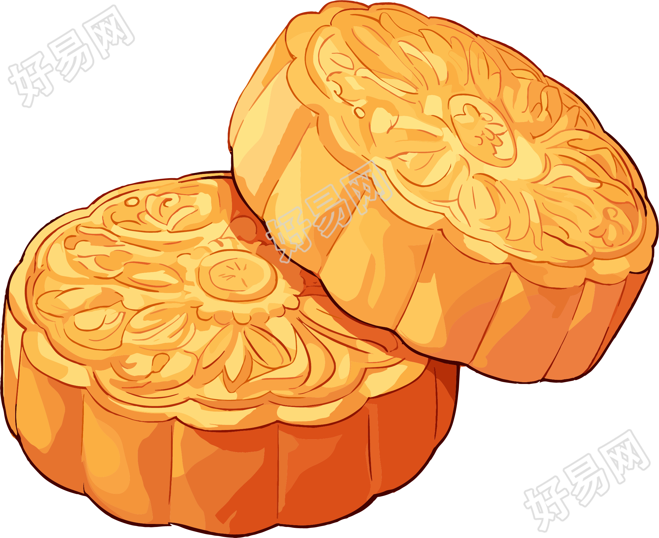 黑芝麻月饼插画