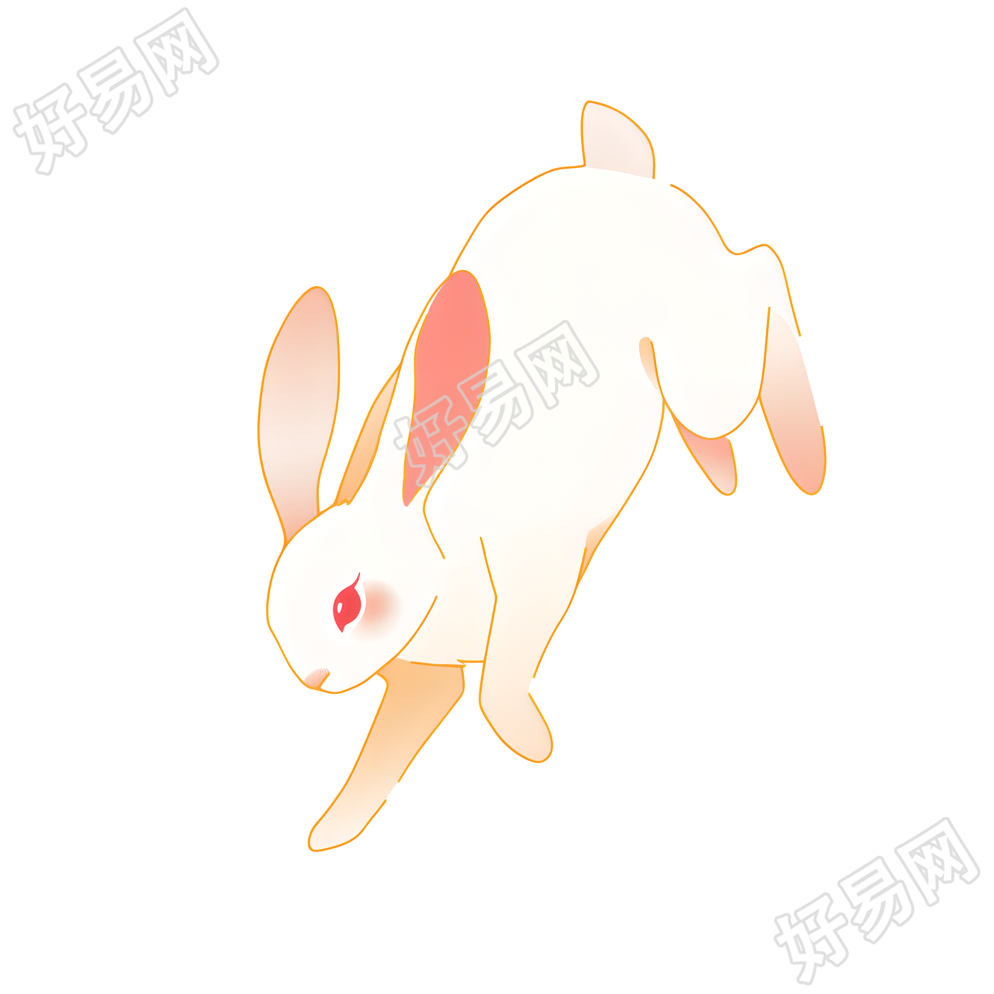 玉兔矢量插图