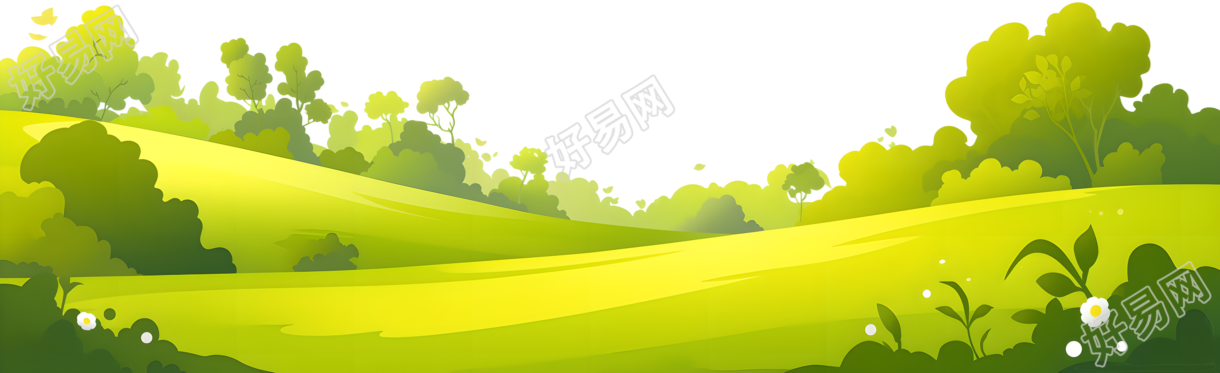 自然风景草地矢量插画