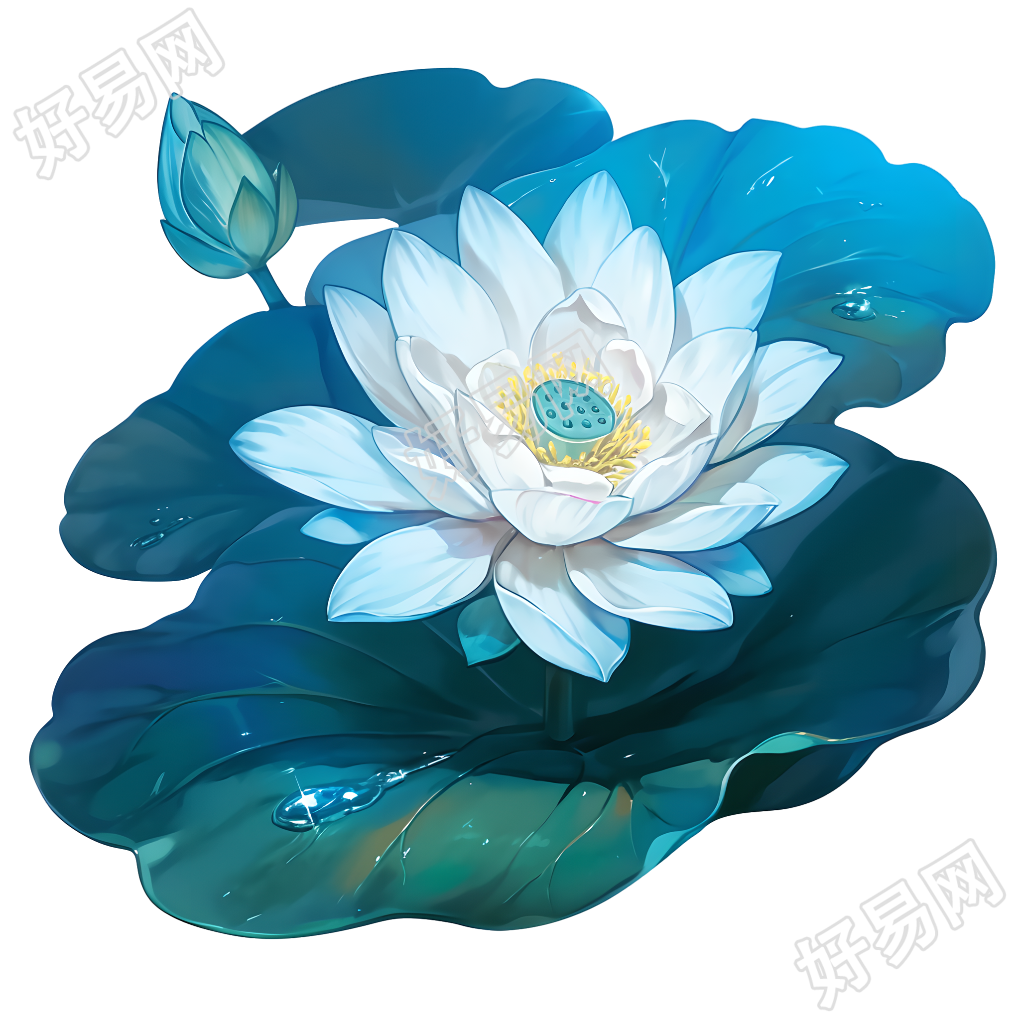 白色莲花透明背景素材