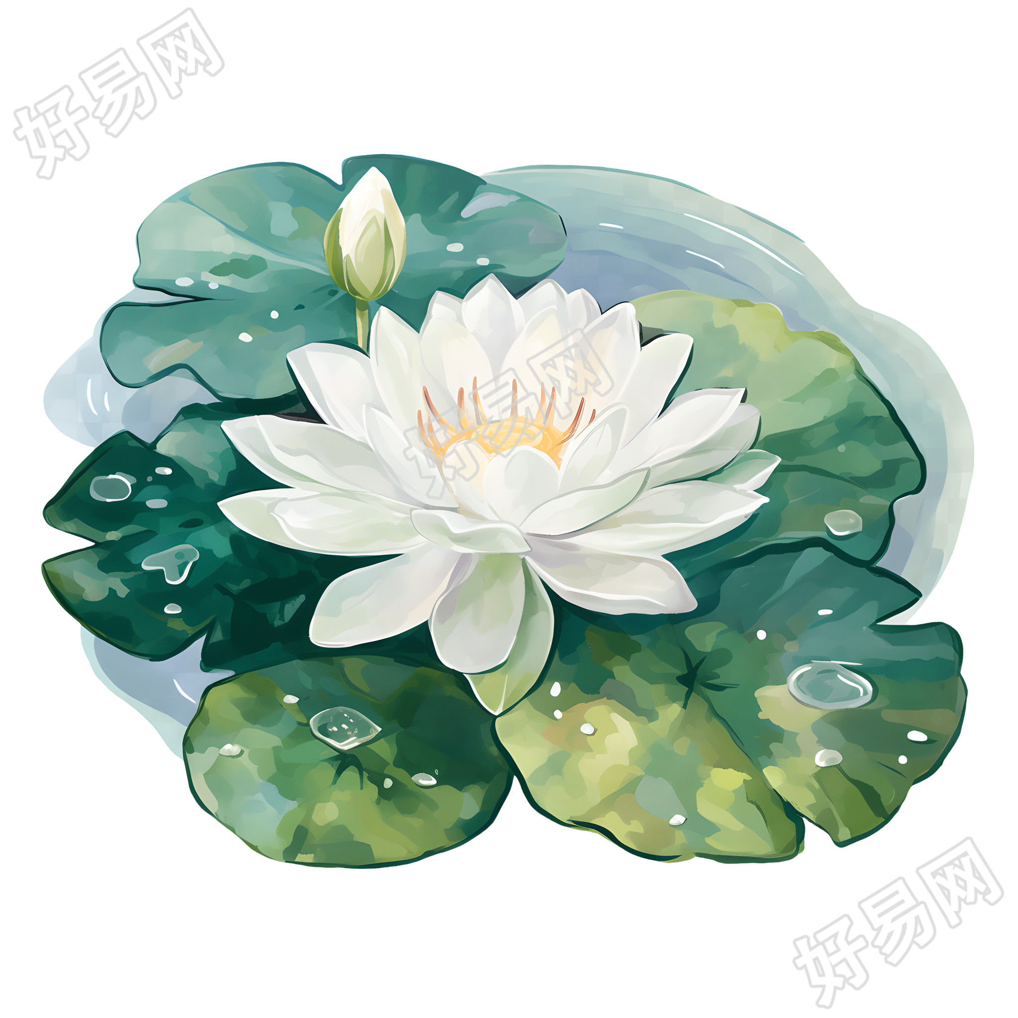 白色莲花矢量素材