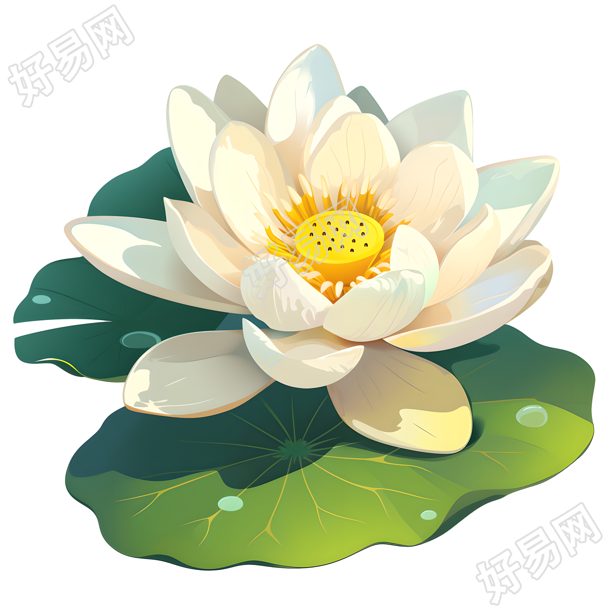 白色莲花可商用插画