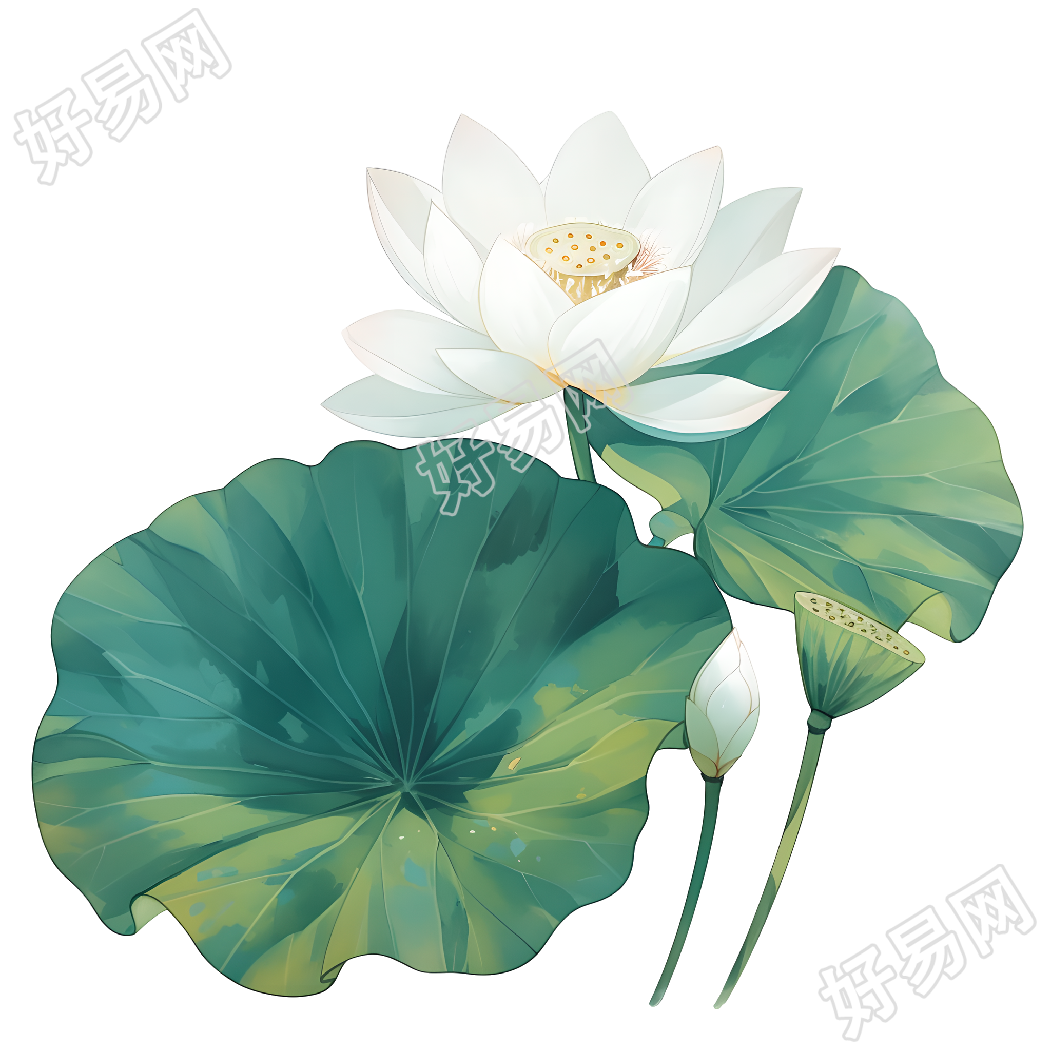 白色莲花创意插图