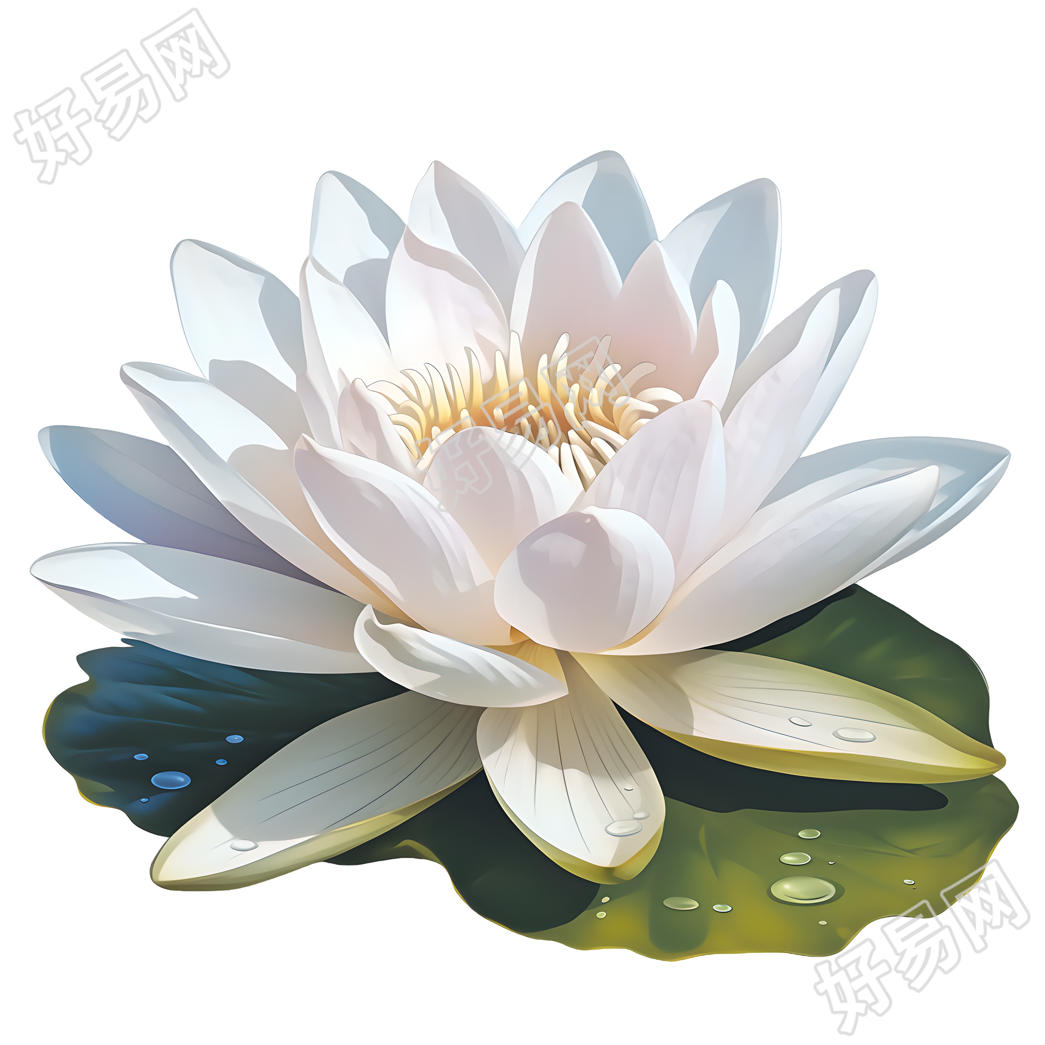 白色莲花插画设计素材
