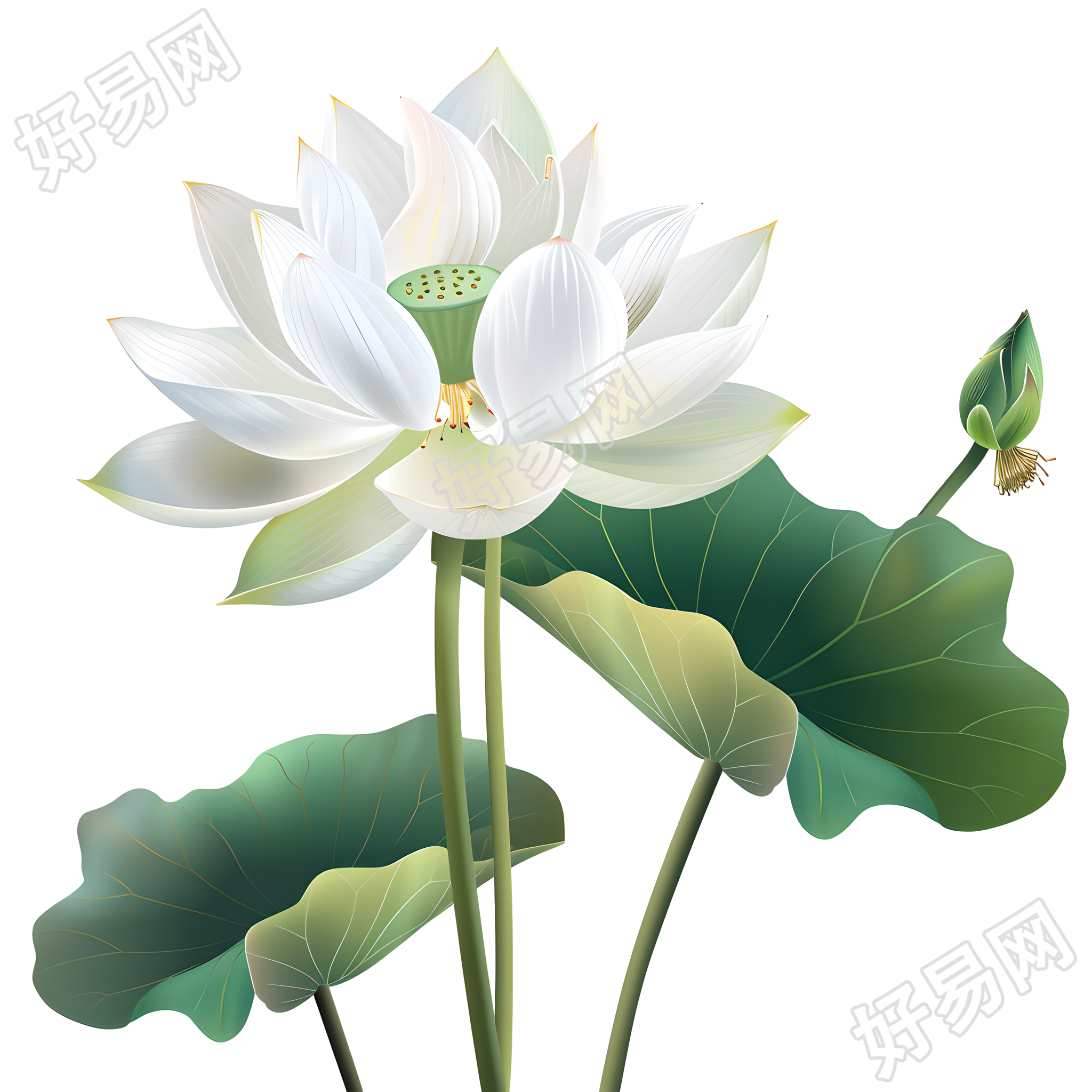 白色莲花商用素材