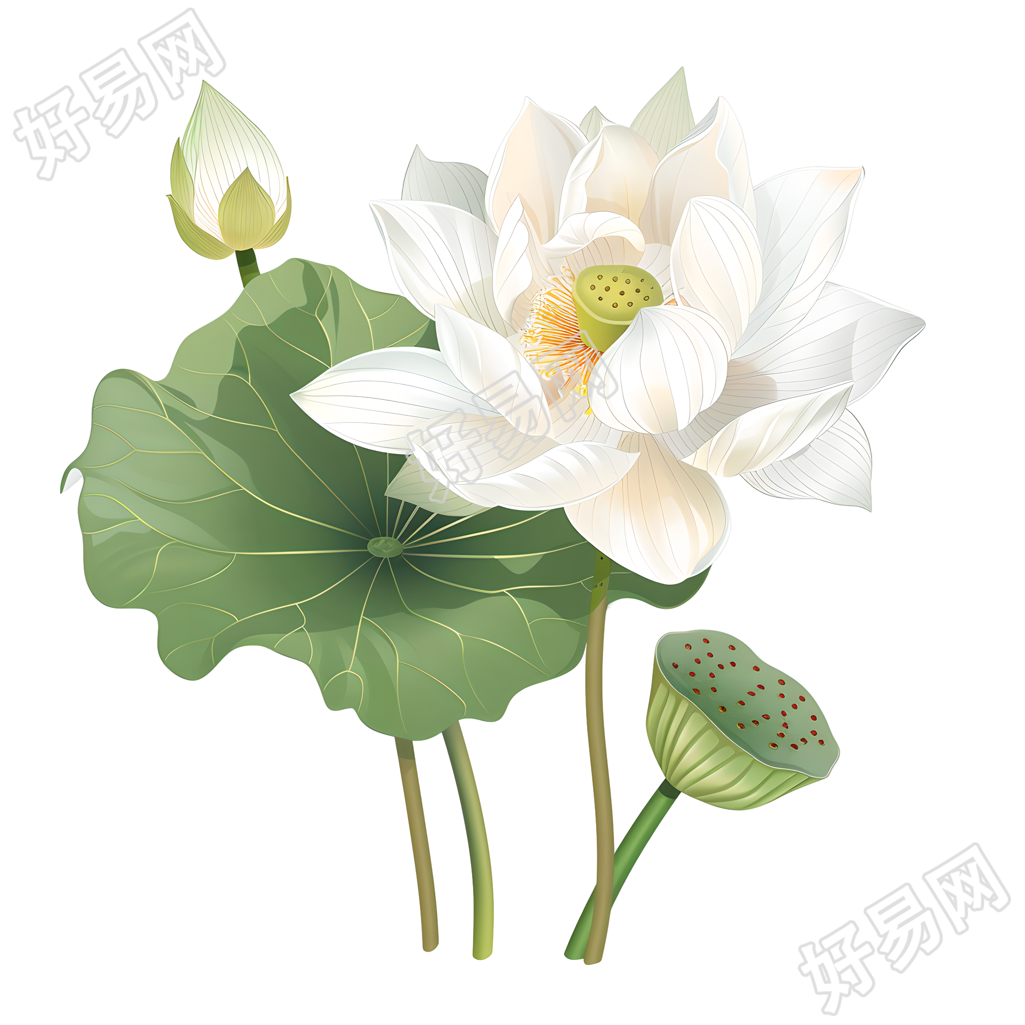 白色莲花创意设计元素