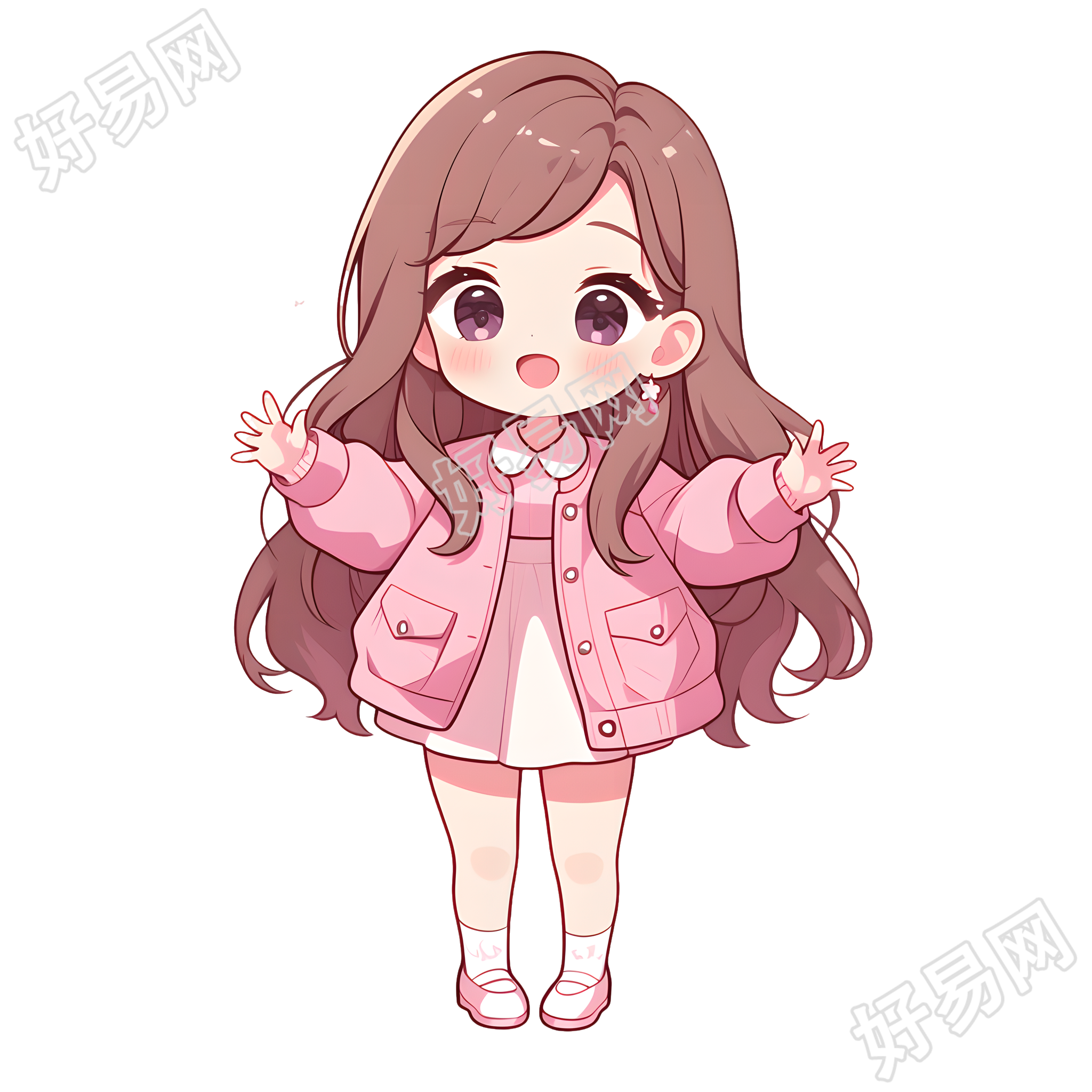Q版人物可爱女孩元素