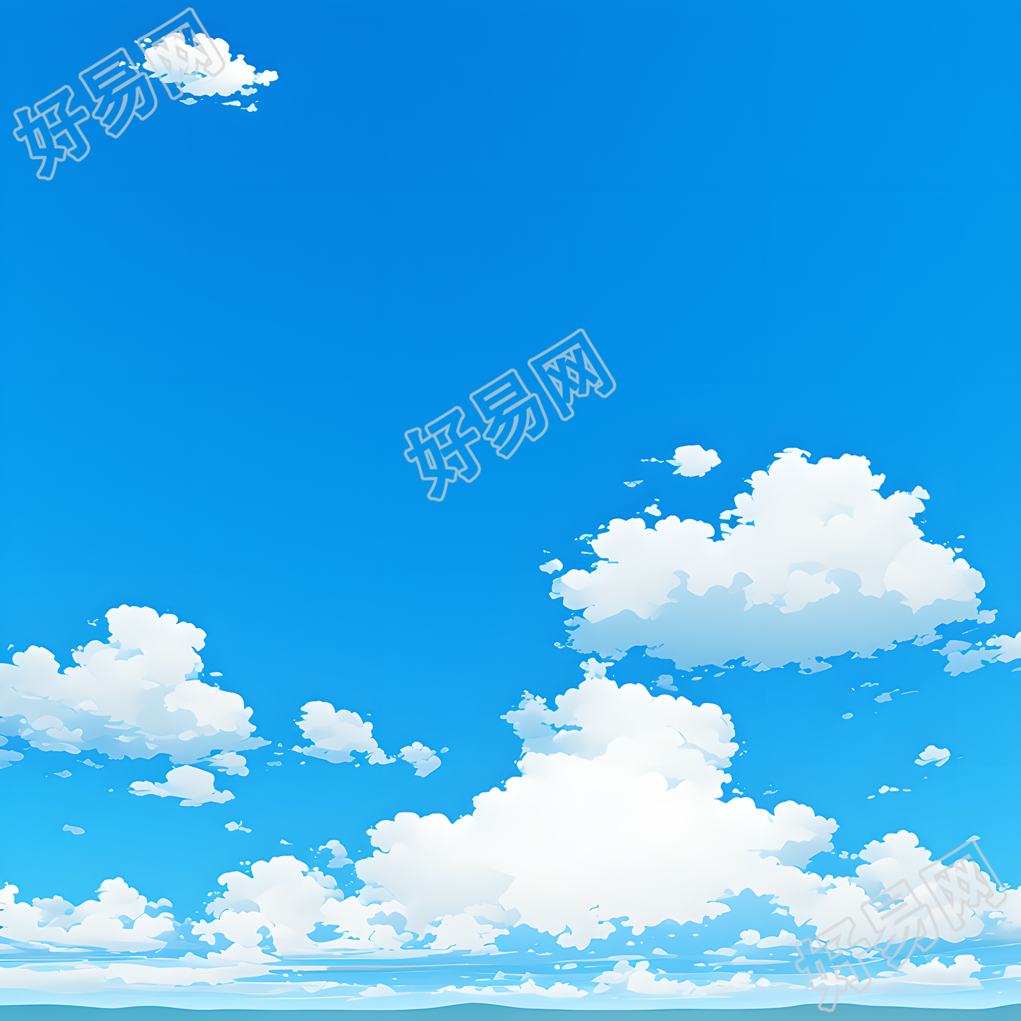蓝天白云透明背景插画