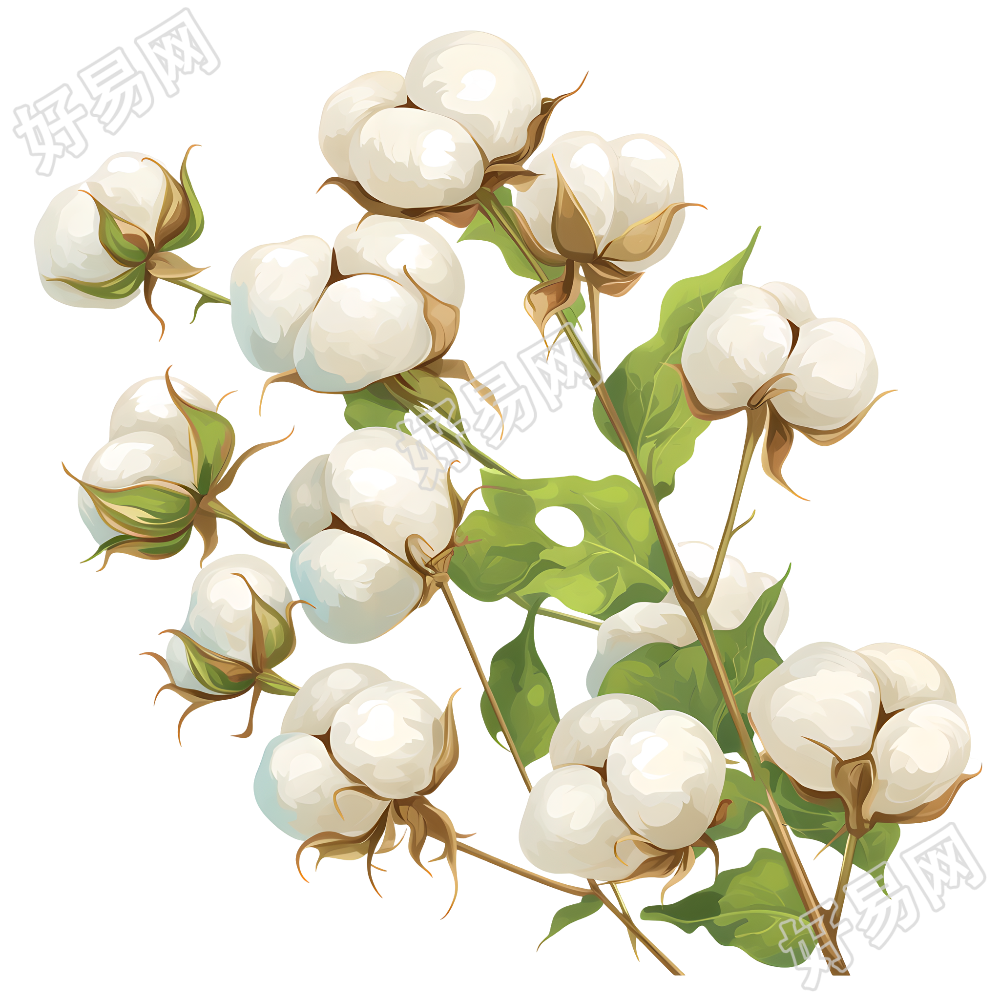 棉花插画素材