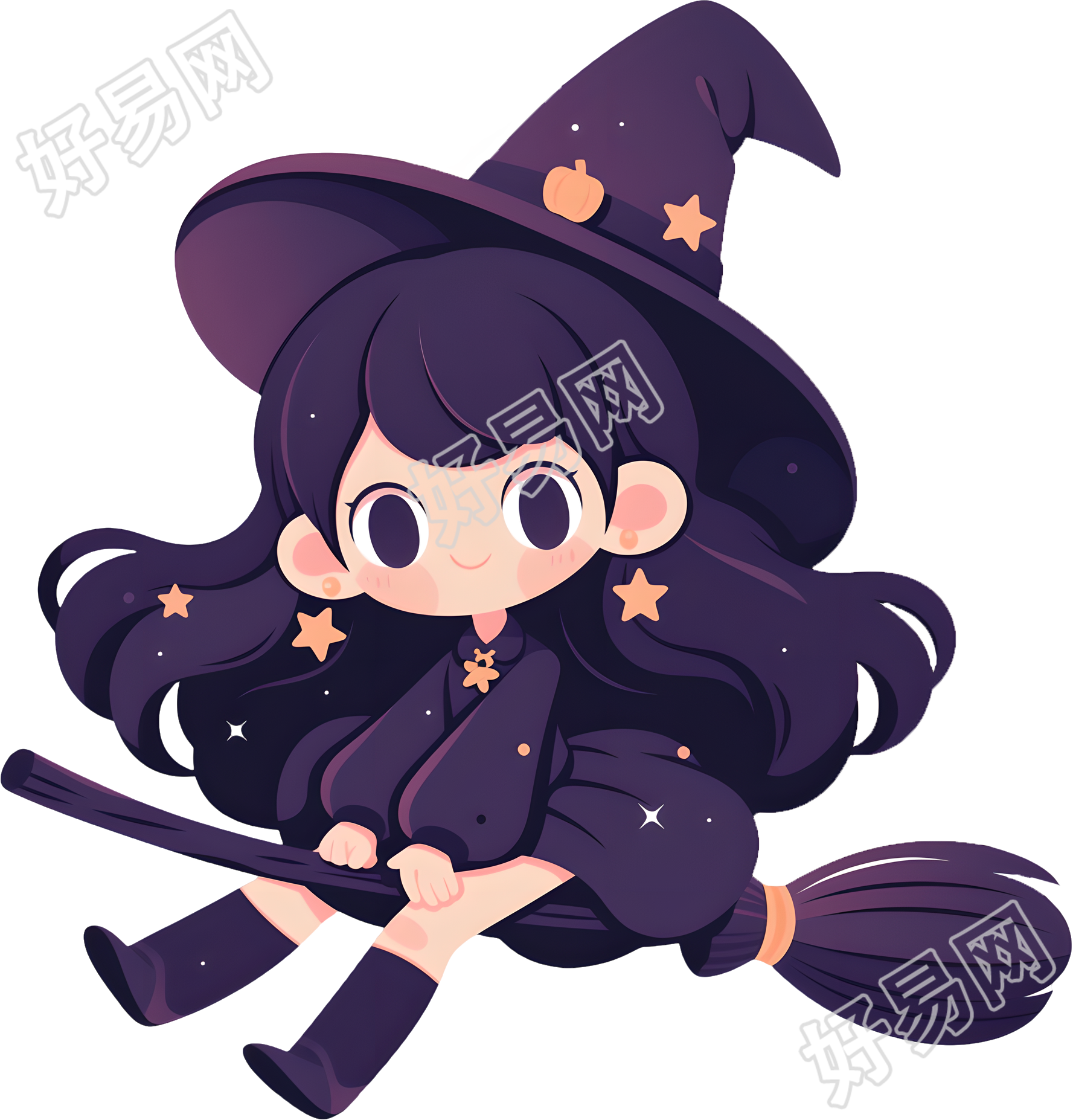 女巫贴纸插画
